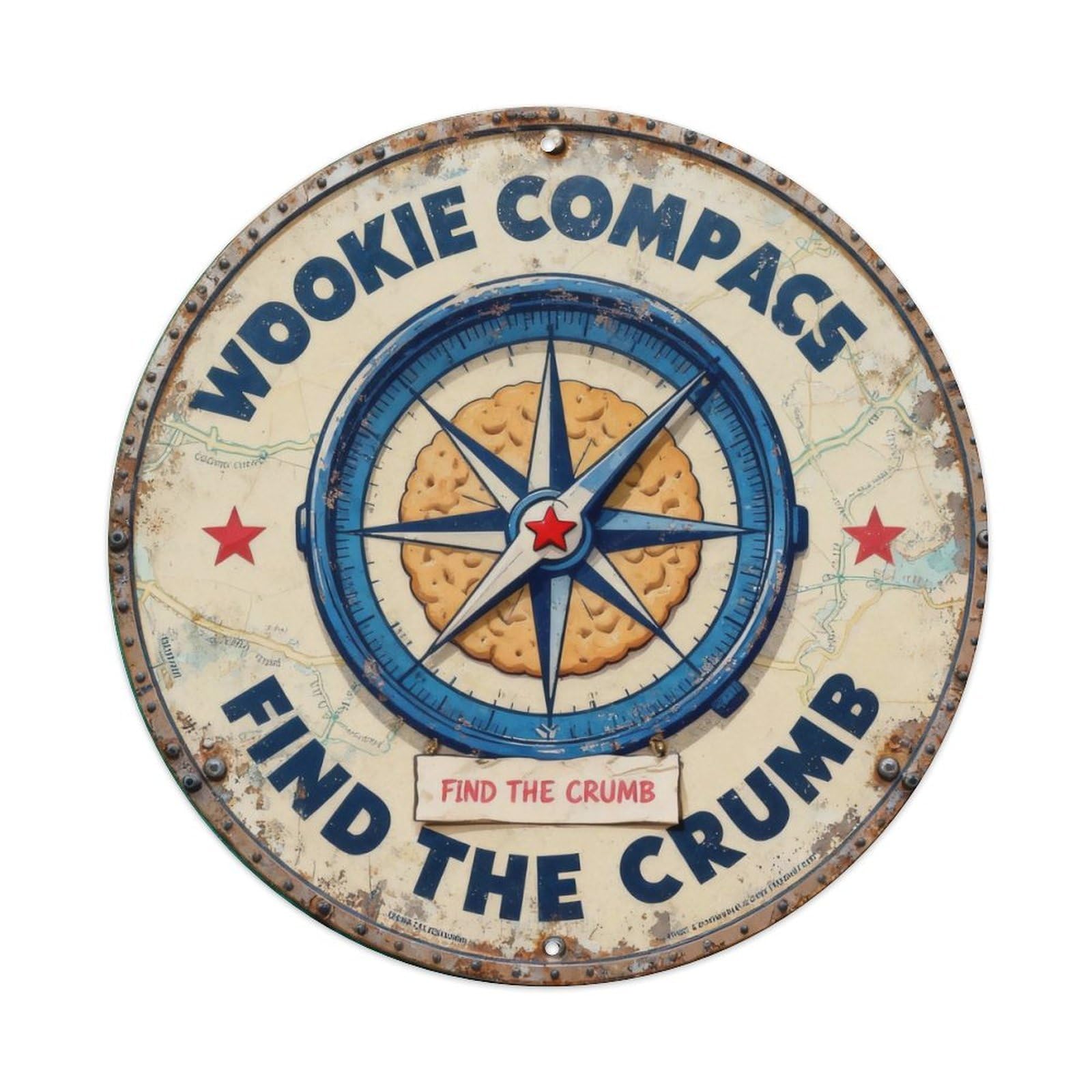Cookie Compass Sign Metal Tin Sign Plaque
