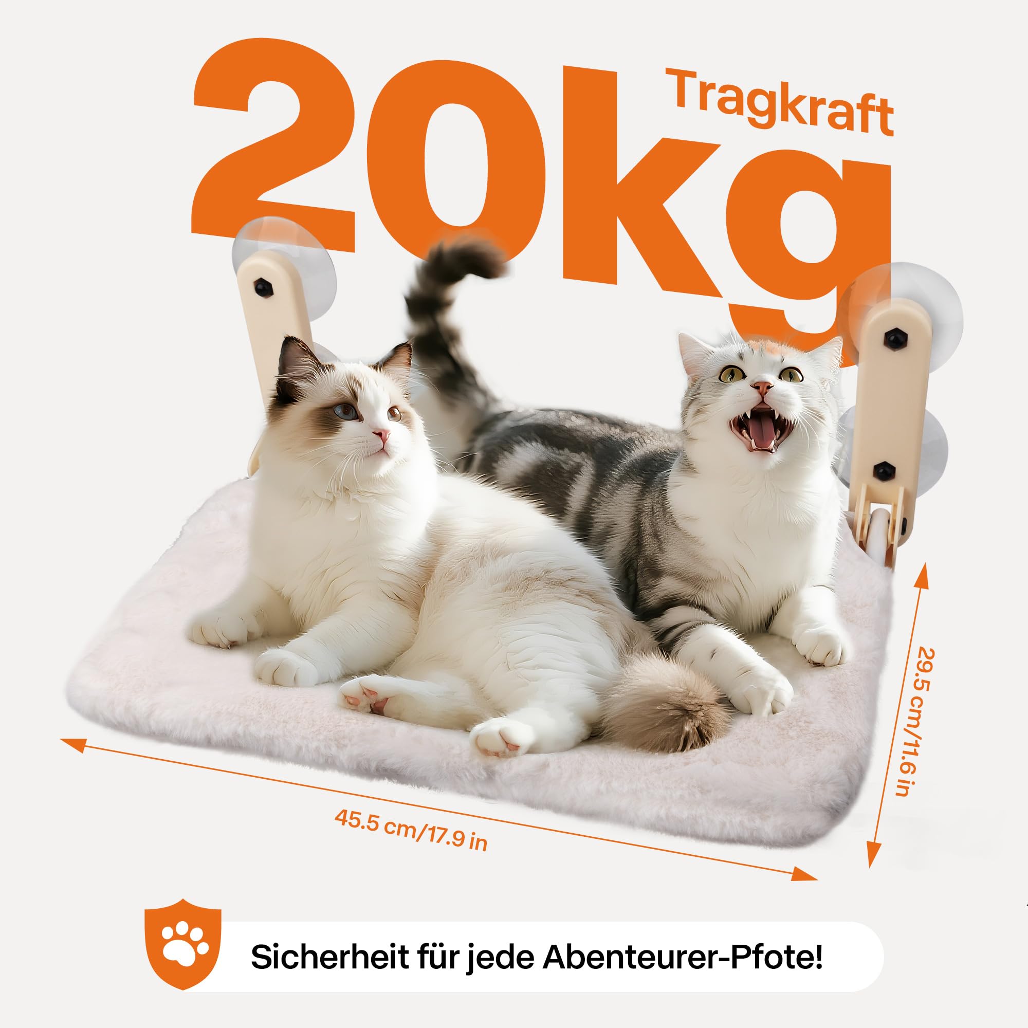 Pet Prime Katzen Fensterliege, Katzen Hängematte, Katzenhängematte, weich mit abnehmbarem Wendebezug, 20 kg Tragkraft, Edelstahl-Gestell, klappbar für Innenfensterbank ohne Seilbefestigung, 45x32 cm