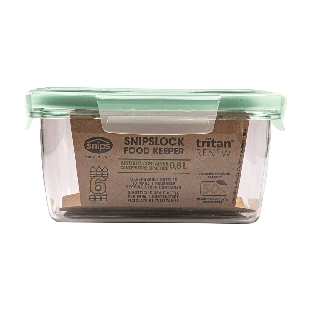 Boîtes De Conservation SnipsLock Carrées 500 Ml - Lot De 3 - 4 Fermetures De Sécurité - Micro-ondable Et Lave-vaisselle - Made In Italy