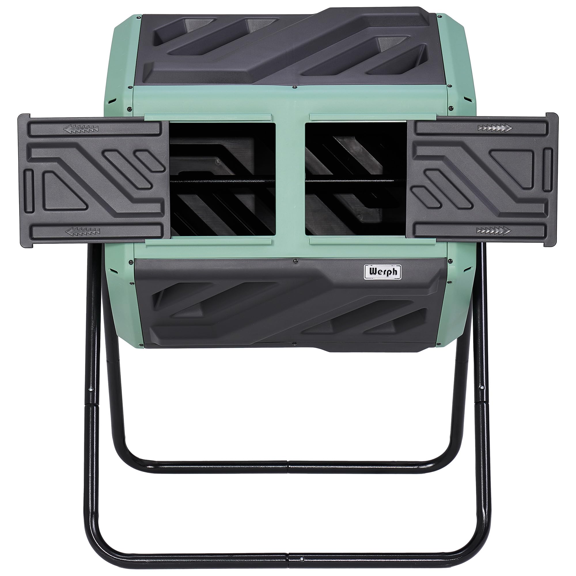 Werph 43 Gallon Outdoor Rotating Compost Bin, Dual Chamber, Green & Black | Quick Assembl…