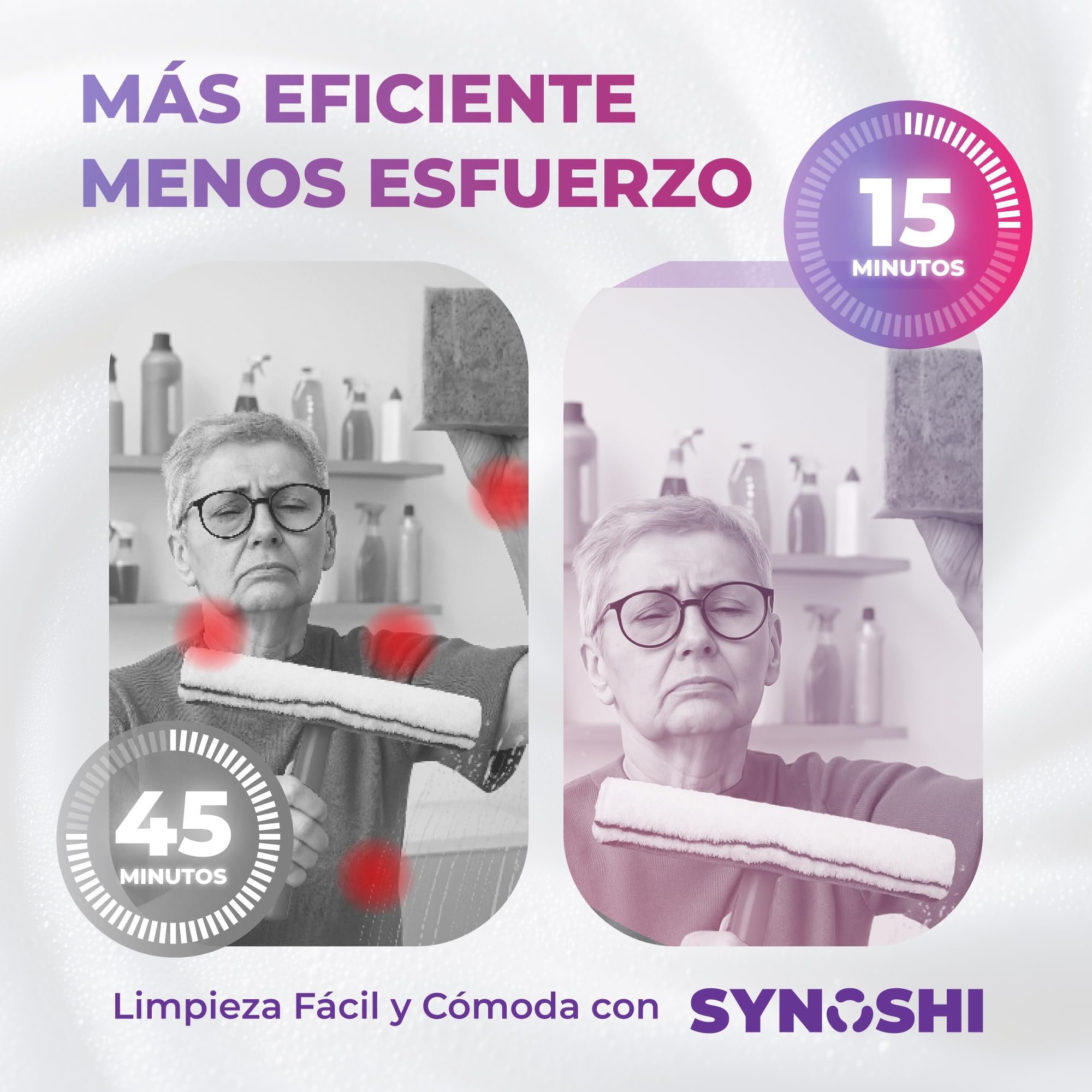 Synoshi Pro Cepillo Eléctrico Giratorio de Limpieza para el Hogar | 2 velocidades, resistente al agua IPX5. Incluye esponja mágica y cargador USB.