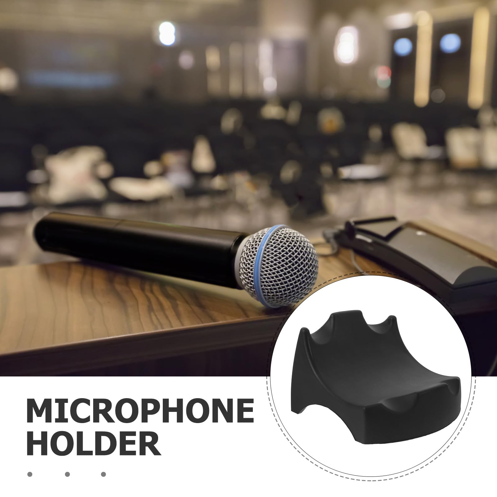 Supporto Microfono da Tavolo in Silicone Nero Antiurto | Base Stabile Antiscivolo, Adatta a Performance e Broadcasting, Formato Compatto per Ktv