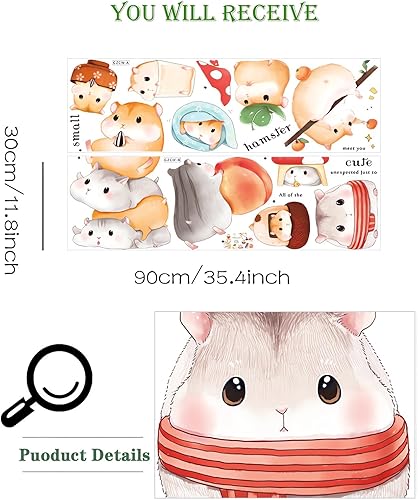 Miniatura 5 de Bunch of Cute Small Hamsters Wall Stickers, sacinora Cartoon Animal DIY Wall Decal Vinilo extraíble Peel and Stick para niños, bebé, sala de estar,