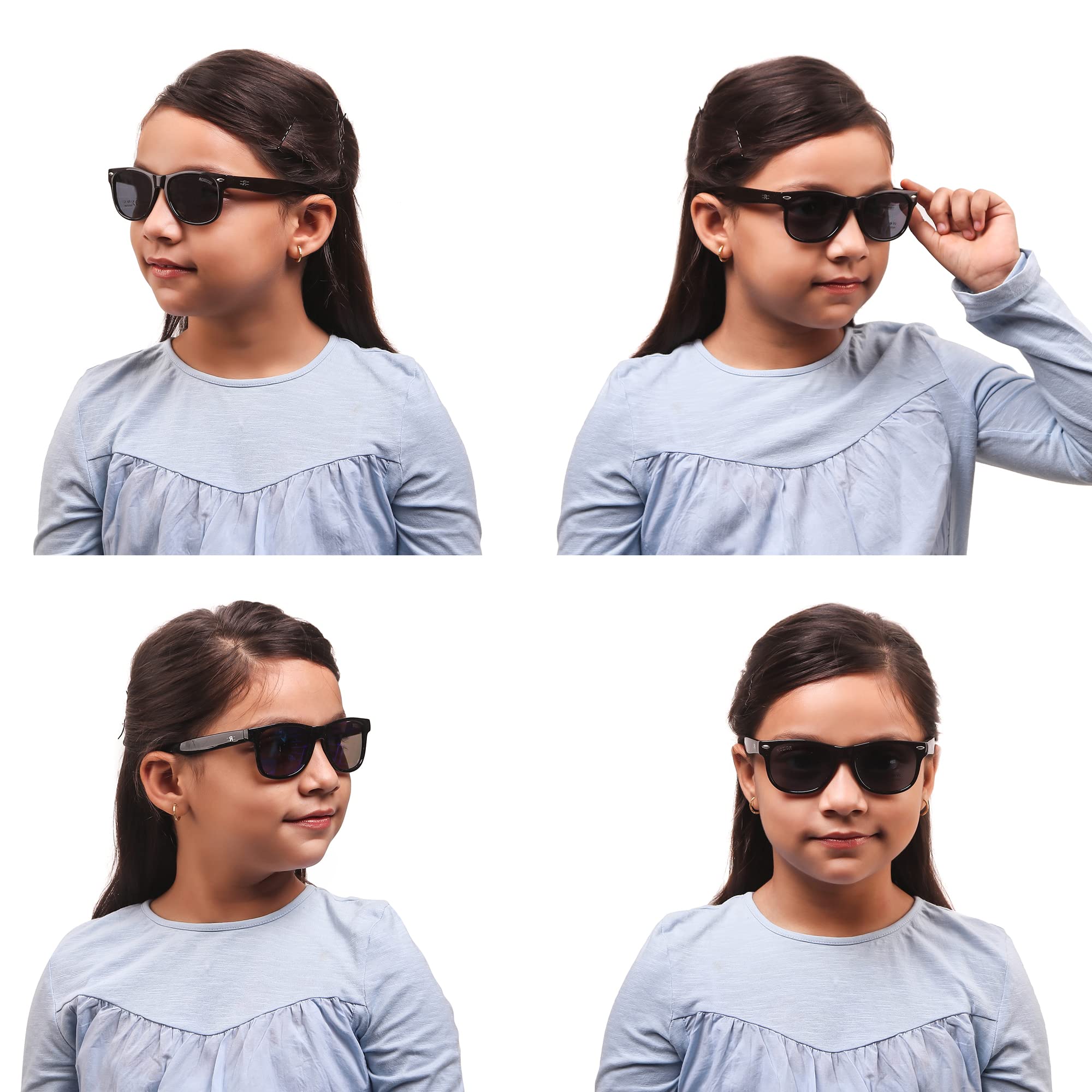 ROZIOR Kids Non-Polarized Sunglasses, Smoke Frame with Smoke Lens, Small Size – Black (Pack of 1) - Image 5 thumbnail