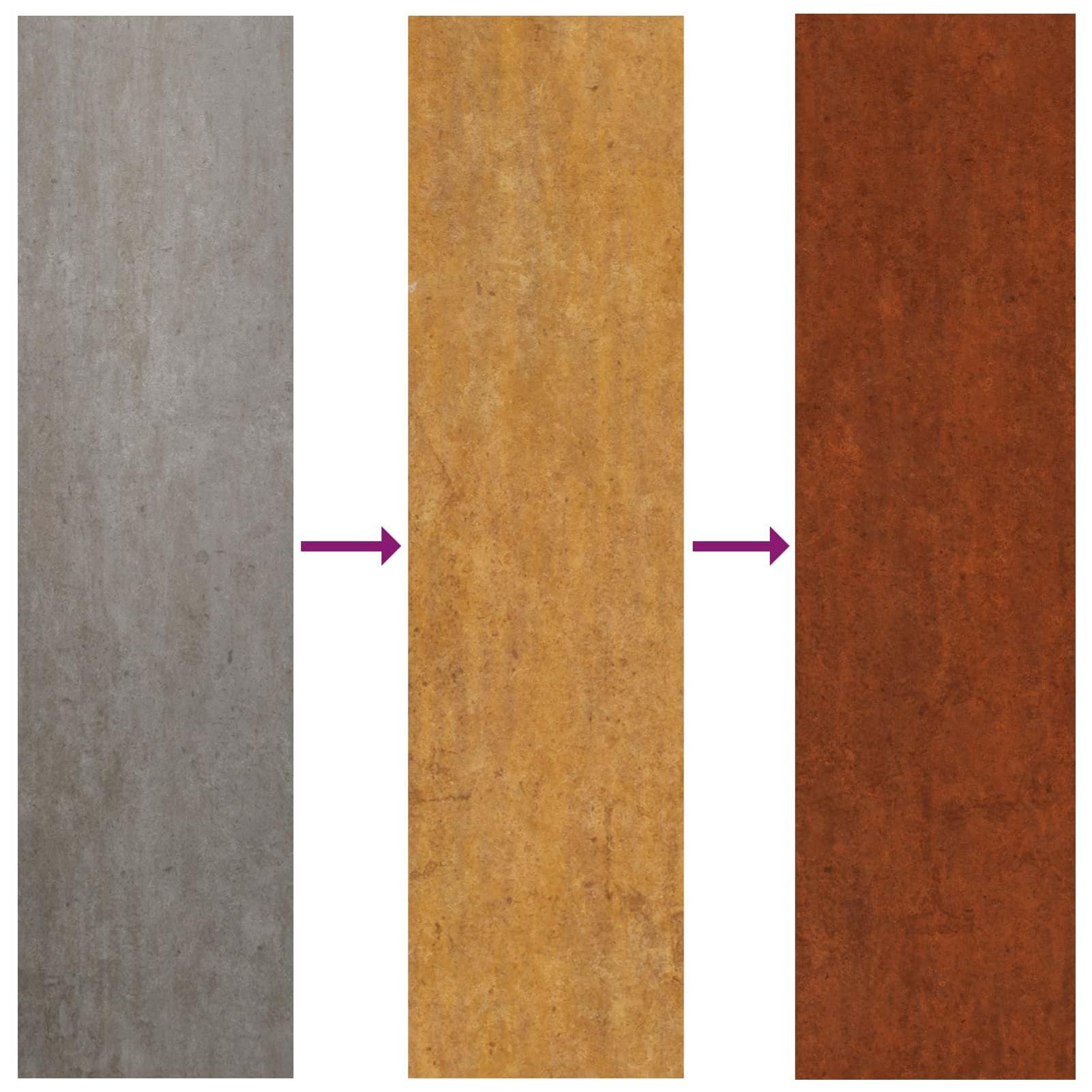 Tela frangivista giardino arrugginita, 50 x 140 cm, in acciaio resistente alle intemperie, con intarsi decorativi, resistente al vento, facile da fissare al pavimento, ideale per terrazza e