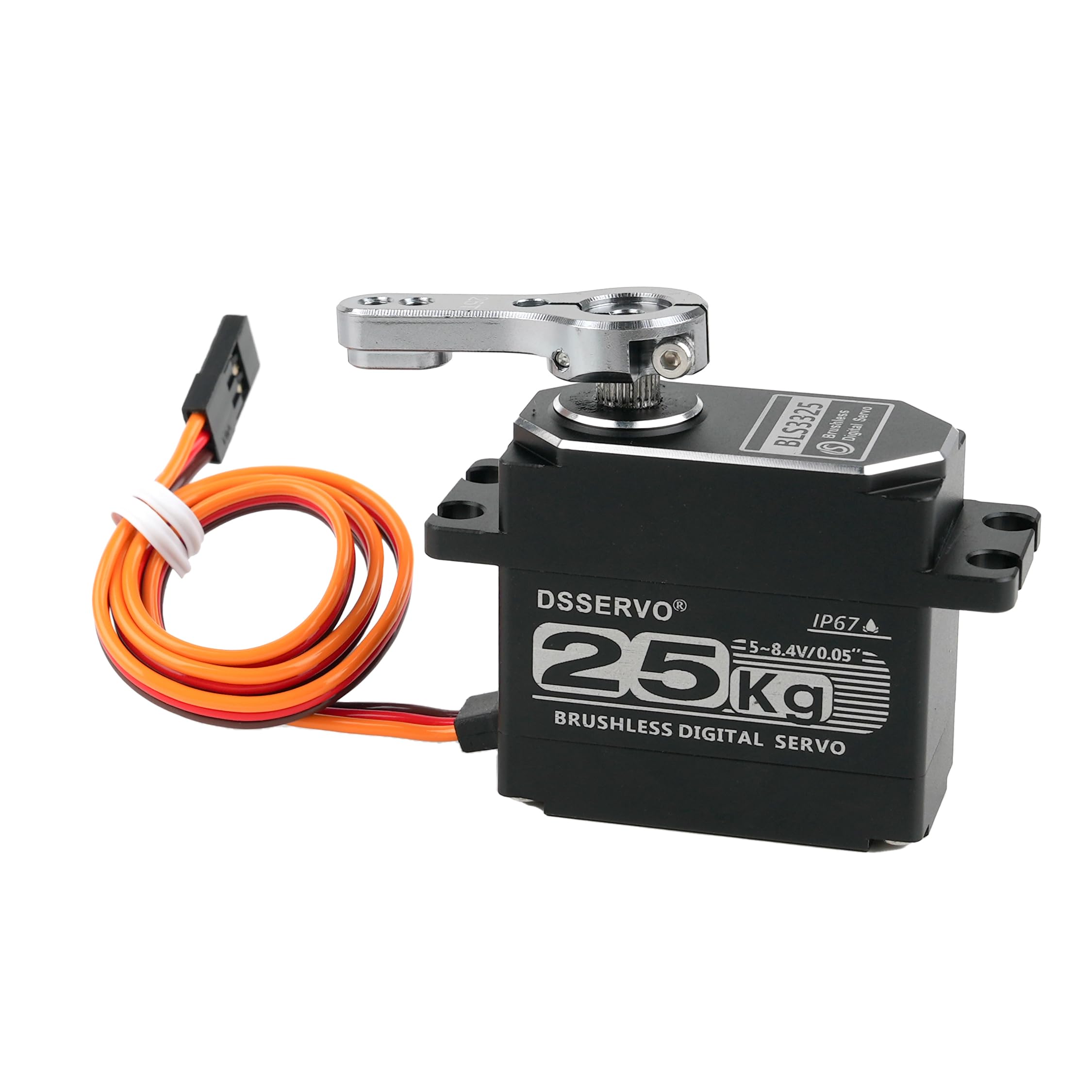 Servo RC de alta torgue de 25 kg, motor digital de engranaje inoxidable de metal completo, 8.4 V resistente al agua con servo bocina de 25 T para coches, robot, Arduino, helicóptero, oruga (25
