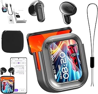 Genérico Auriculares inalámbricos NE20 Bluetooth 5.4 de Alta fidelidad, Resistentes al Agua y con Pantalla LED. Auriculares Ne20 con traducción IA en Tiempo Real, batería de 48 Horas (Black)