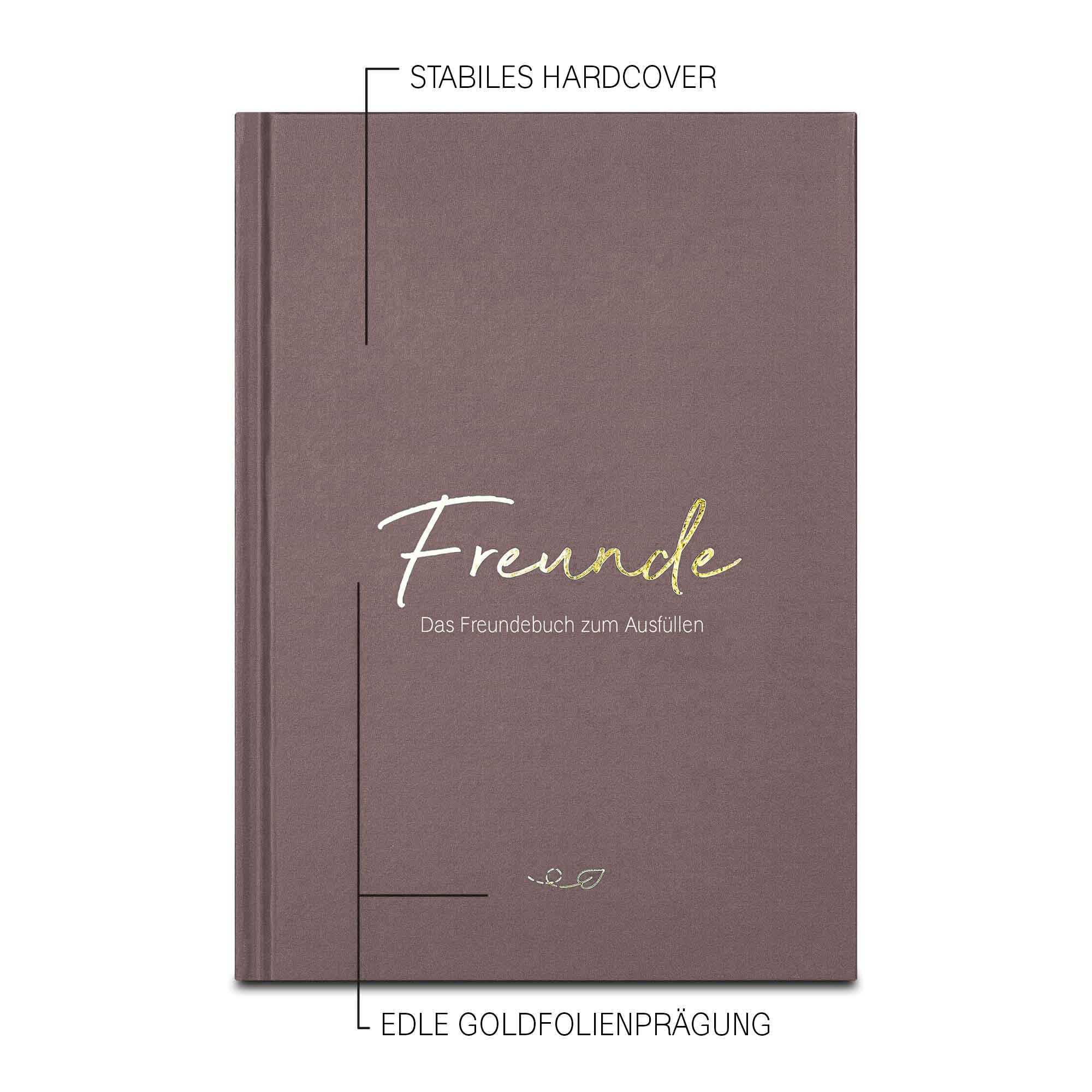 LEAF & GOLD® Libro degli amici da compilare, libro degli amici per adulti, con elegante copertina dorata, libro dell'amicizia con domande personali, album di poesie