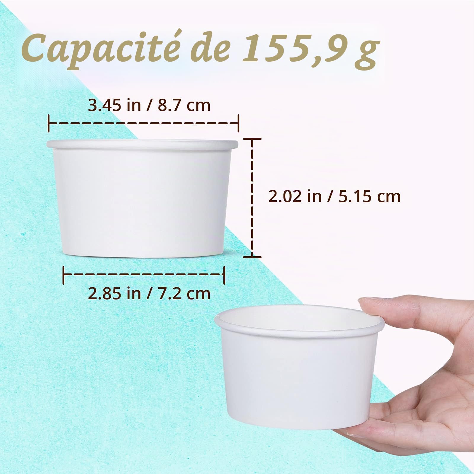 MATICAN Coupelles en Papier pour Glace - Lot de 100 Coupelles Jetables de 160 ml pour Desserts Chauds ou Froids