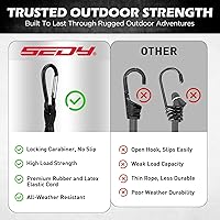 Vista 7 de 5 cuerdas elásticas de 24 pulgadas con ganchos de mosquetón, correas elásticas de goma resistentes, cuerda elástica con clips de mosquetón