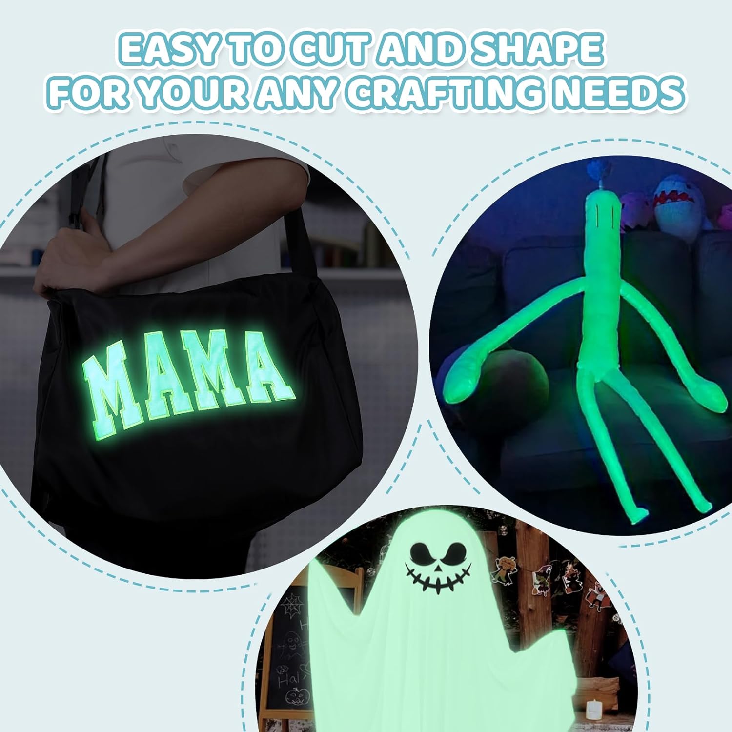 Craftido Glow in The Dark Fabric, 10Pcs (5Colors) Luminous Soft Velvet Fat Quarters Fabric Bundles 18" x 21" for Quilting, Sewing Project, Patchwork, DIY Crafts, Holiday Decorations - Assorted Colors