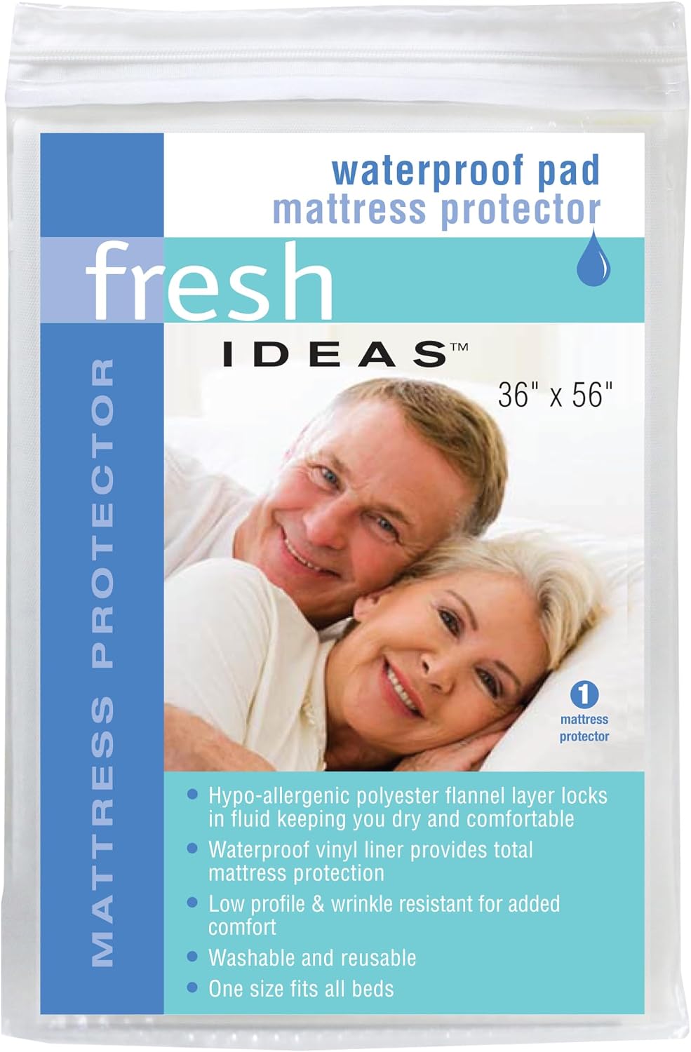 Fresh Ideas Waterproof Pad Mattress Protector, 36" x 54", White