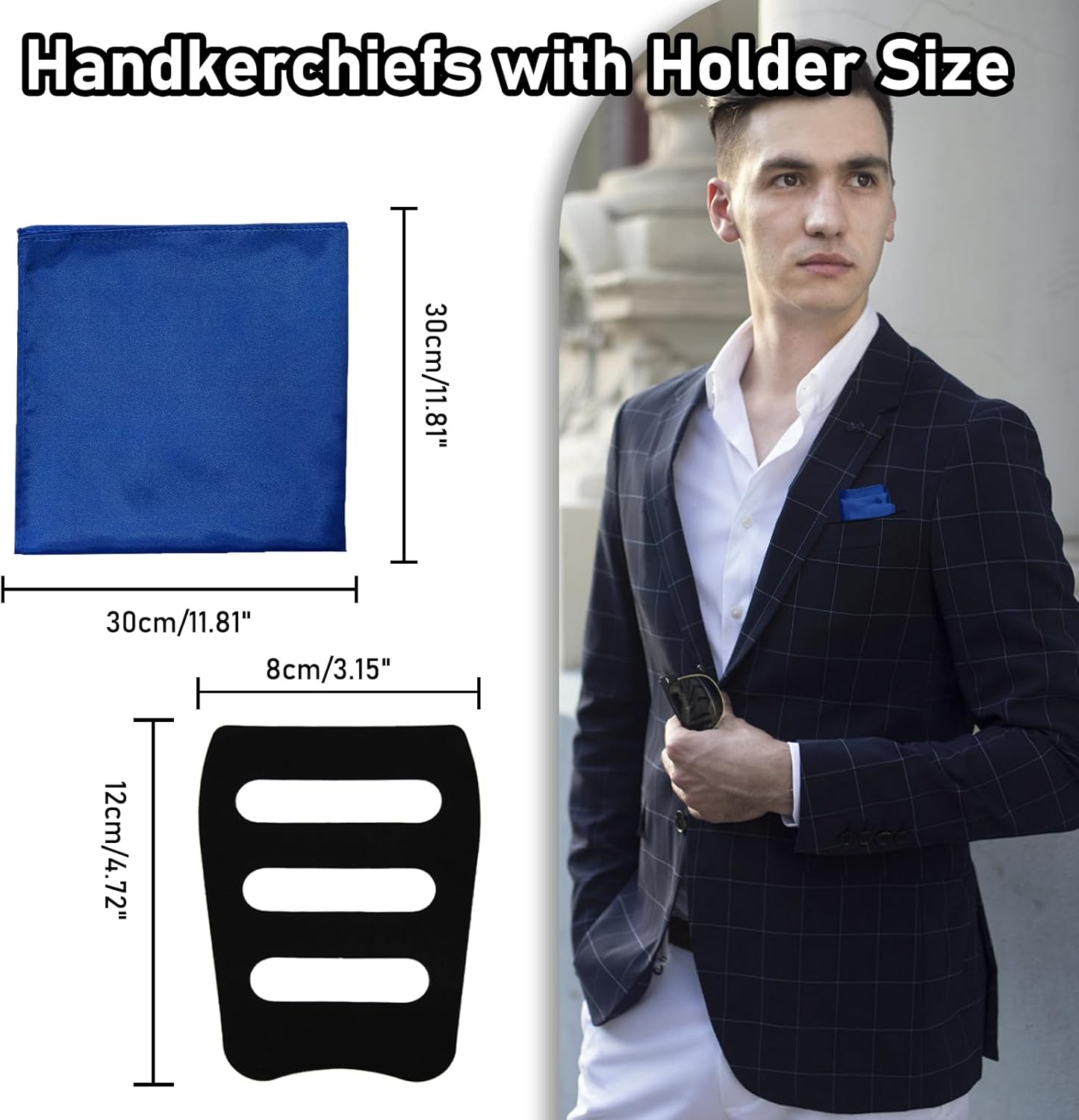 Pocket Squares for Men, 11.81'' Mens Womens Handkerchiefs with Pocket Square Holder for Suits Wedding Party Business - Image 3