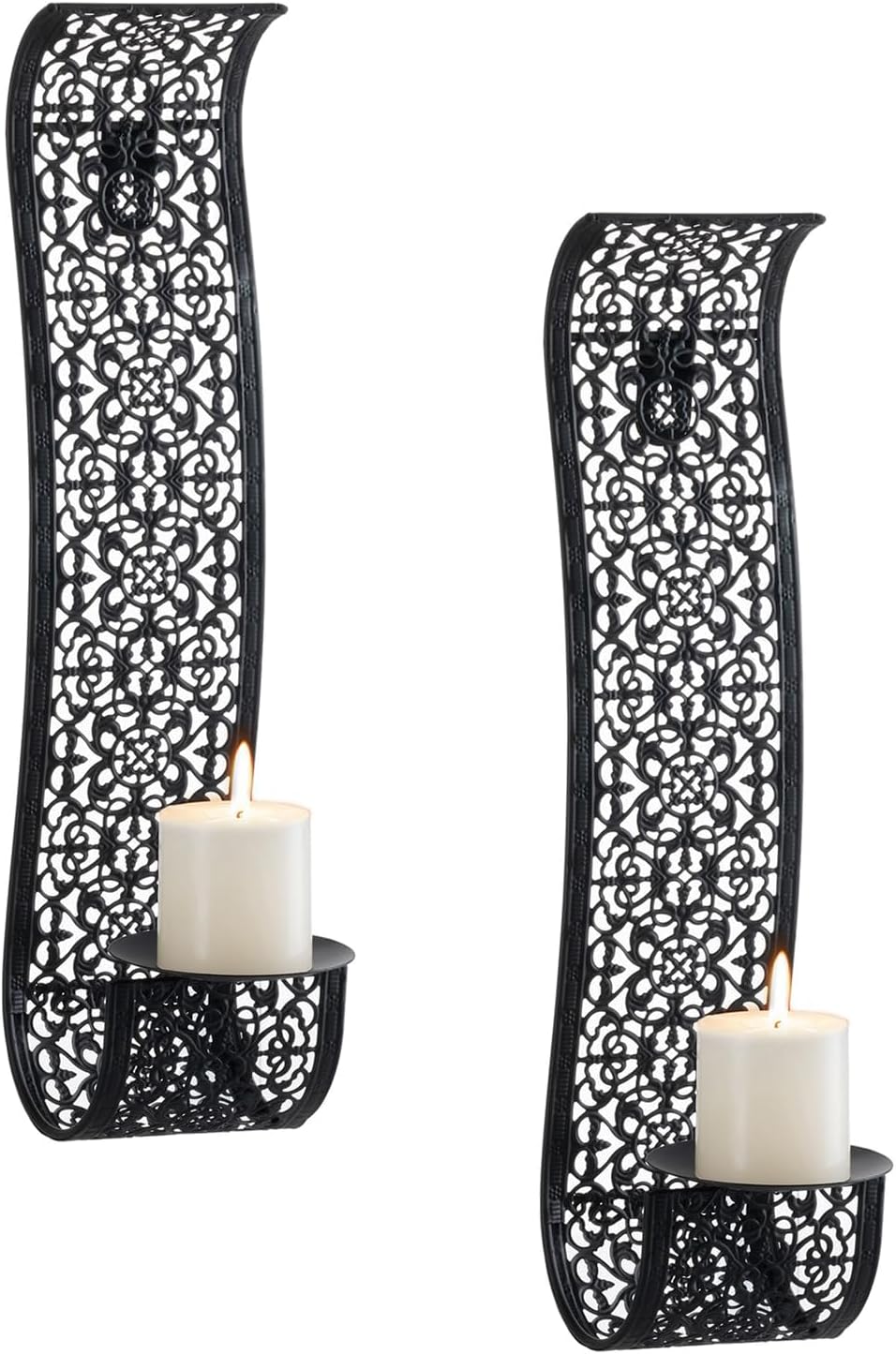 Sziqiqi Gold Candle Sconces Wall Decor Set of 2 - Rustic Pillar Wall Candle Holder for Farmhouse Vintage Hallway Wall Decor Decorative Bathroom Metal Candle Sconces