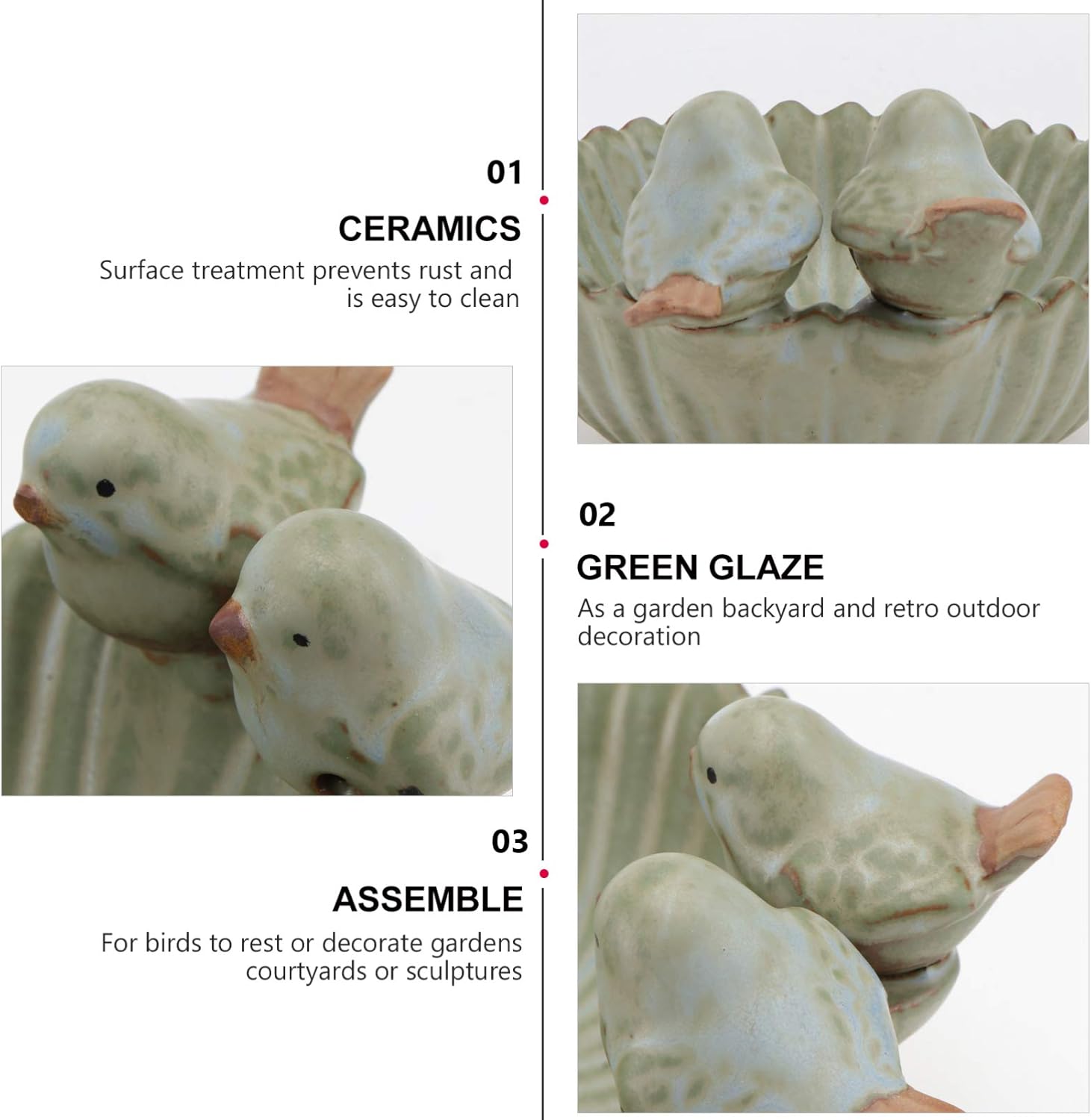 Cabilock 1pc Creative Birds Feeder Ceramic Flowerpot Unique Fruit Plate Design Easy to Clean for Home Decor Parties and Garden Use Green