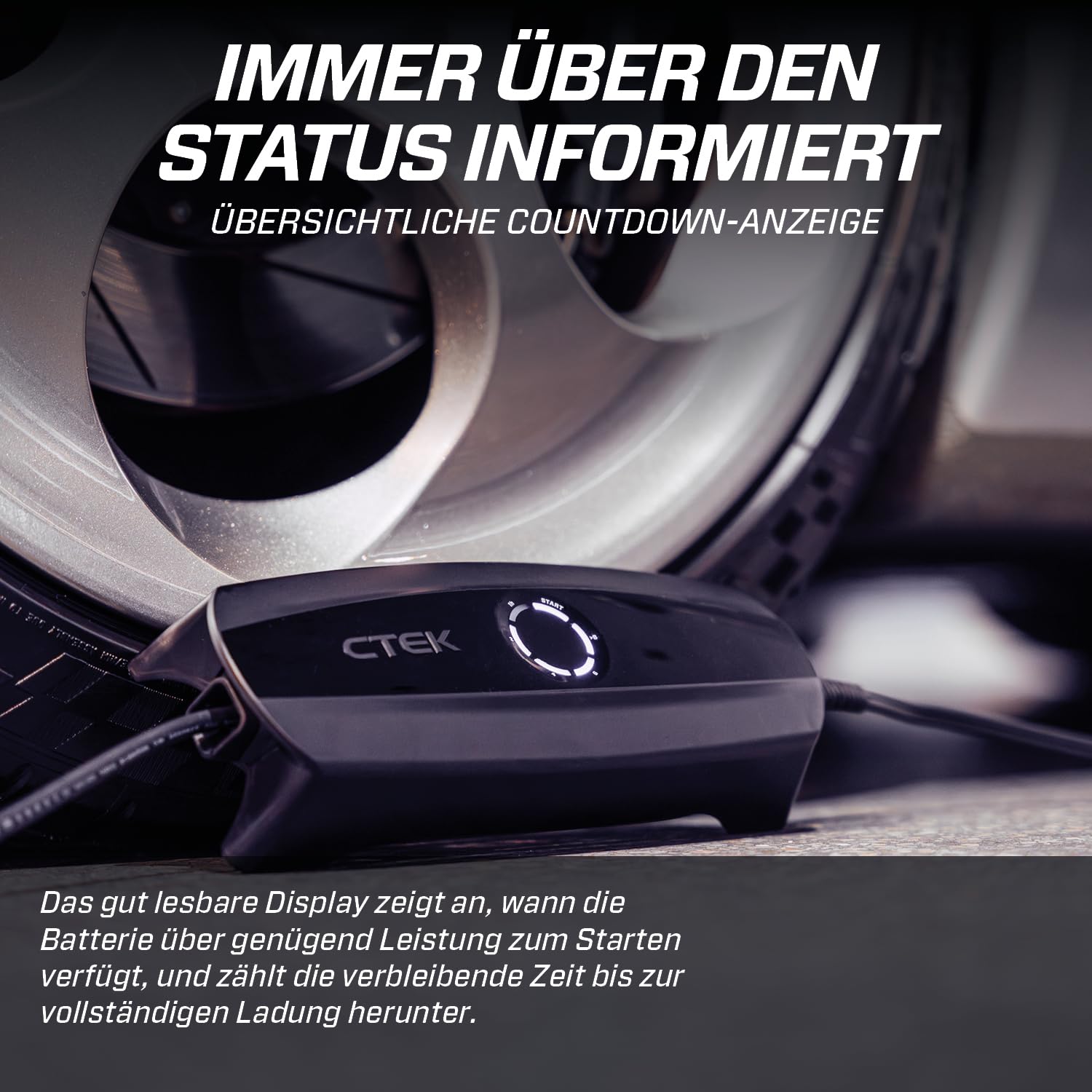 CTEK CS ONE (Gen 2) mit WLAN, 12-V-Smart-Batterieladegerät und -Erhaltungsladegerät mit App-Steuerung, Fernüberwachung, adaptiver Ladung und polungsfreien Klemmen für PKW und Motorräder