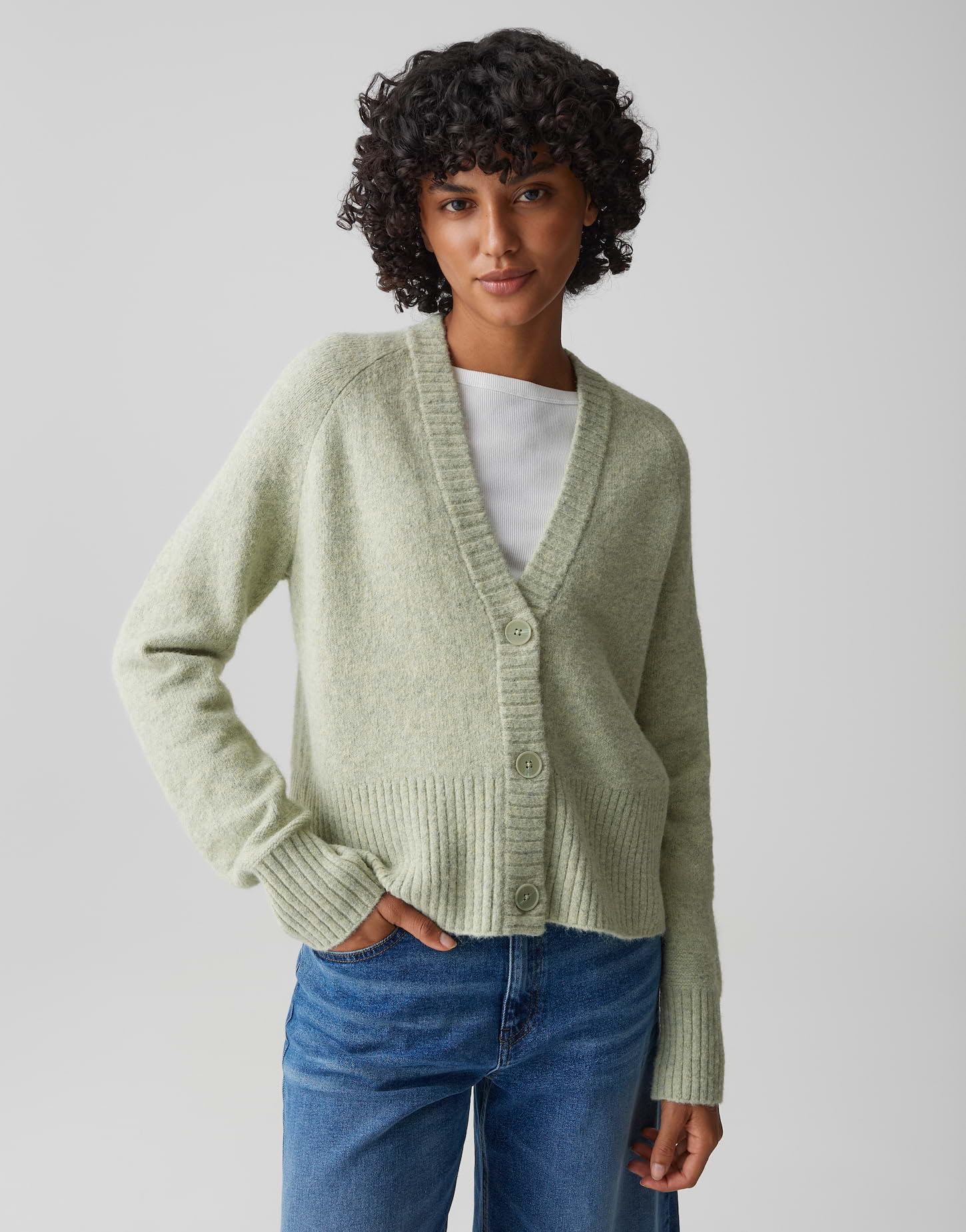 OPUS Damen Strickjacke | DASSI Regular Cardigan aus Alpaka Wollmix