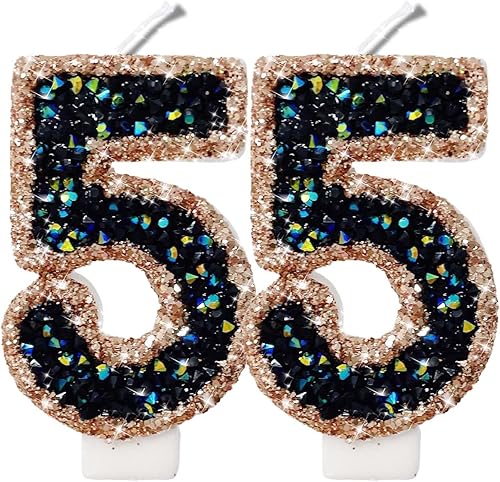 Miniatura 405 de Velas de números con purpurina de oro rosa de 2.8 pulgadas, muchos colores, regalos de cumpleaños de 22 años, velas de cumpleaños, velas de números