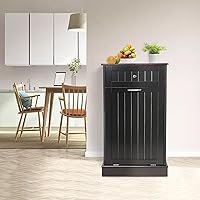 Vista 4 de Betterhood - Armario de basura inclinable de 10 galones, de madera, independiente, clasificador de ropa, armario de reciclaje con cajón escondido