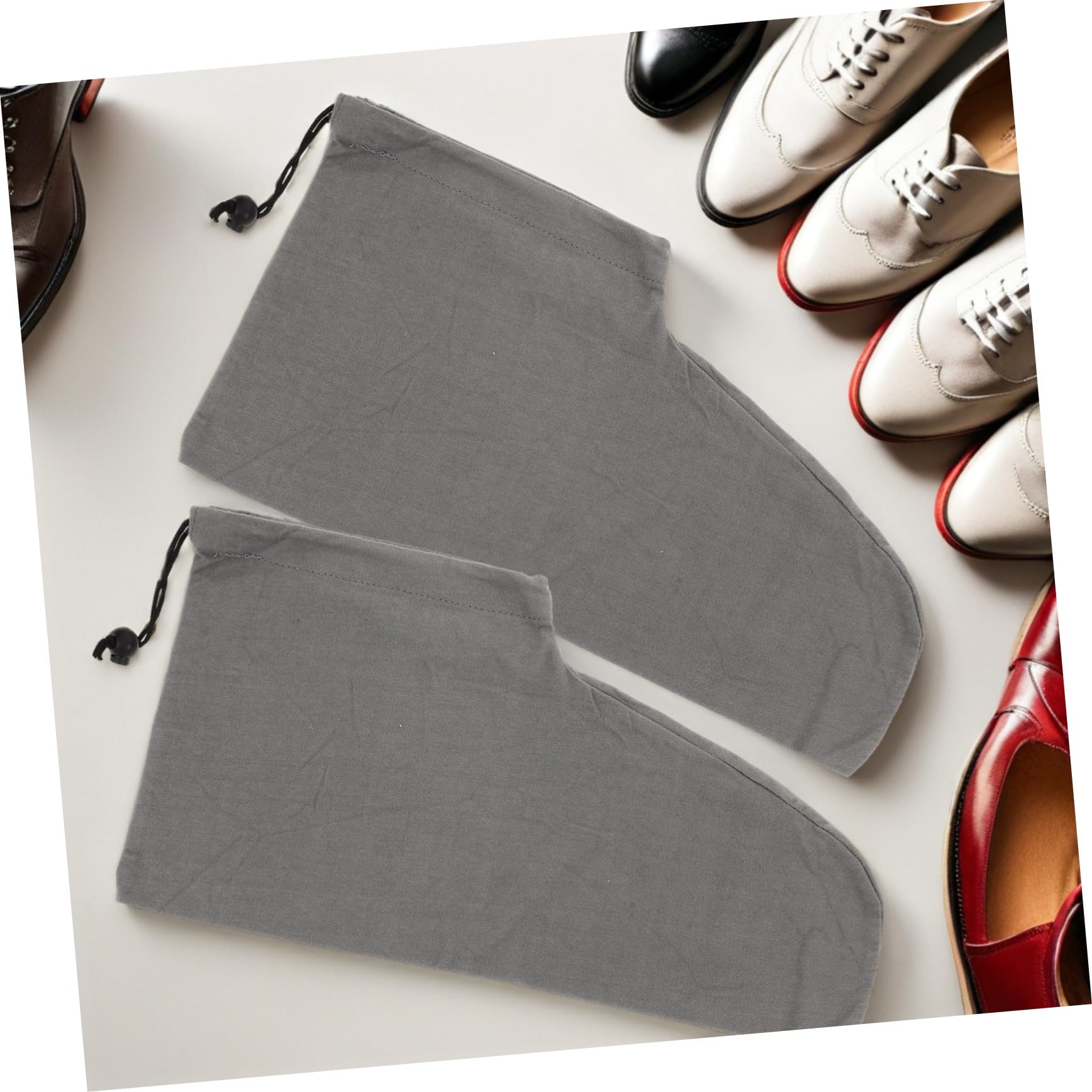 Bolsas para Zapatos de Viaje 6 Piezas, Algodón y Plástico, Gris Oscuro