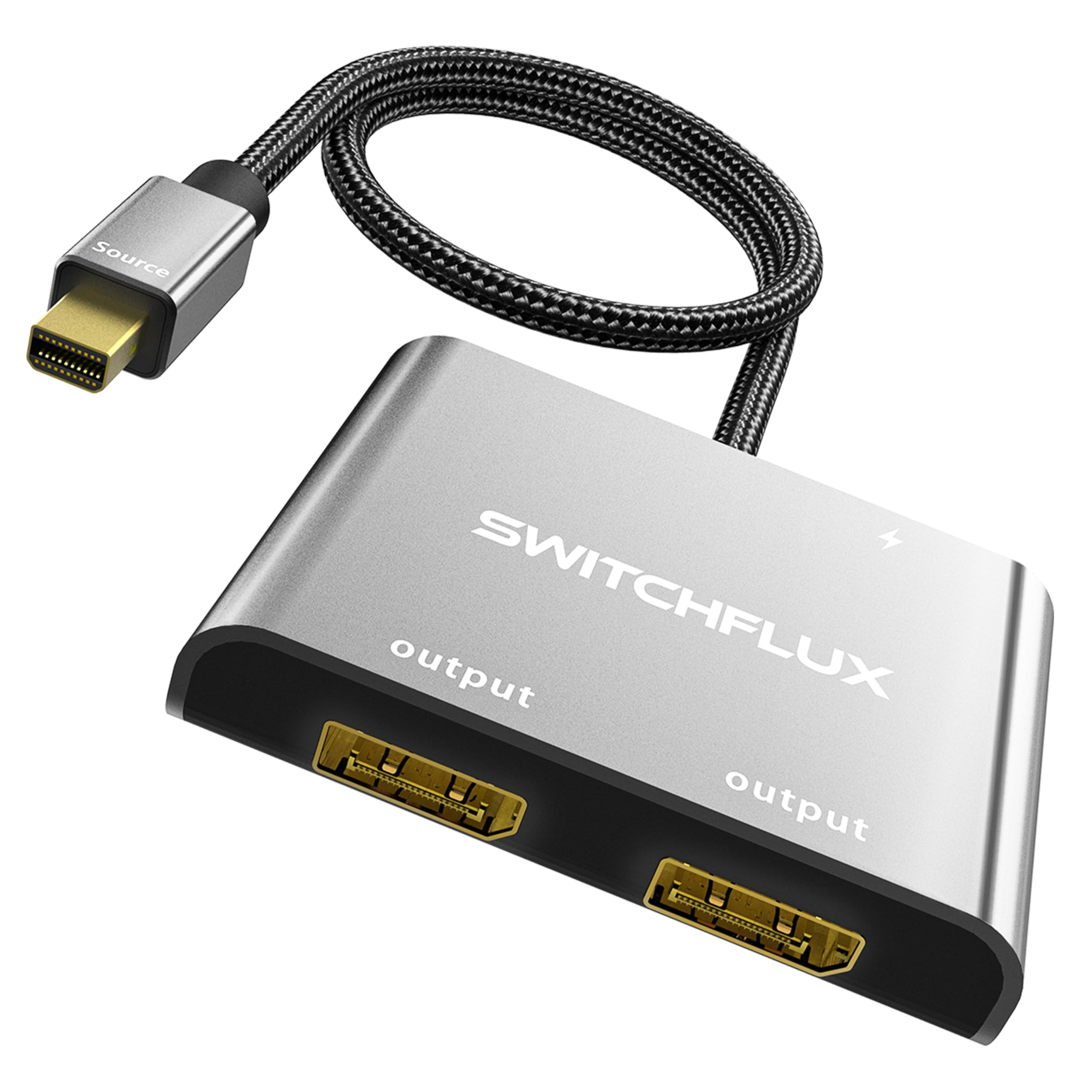 Mini DisplayPort to Dual DisplayPort MST Hub, Mini DP 1.2 to 2X DP 4K@60Hz Splitter Adapter, Thunderbolt 2 Extended Dual Monitor Support for Windows PC, MacBook, Surface