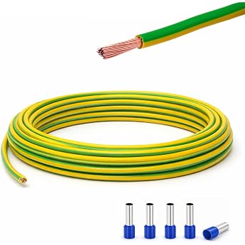 Event-Kabel & more -Set Earthing Cable 16 mm    Green/Yellow   H07V-K   Ground Cable Wire Wire Cable Fine-Strand Flexible 5-100 m with 5 Wire End Ferrules 3 Metres