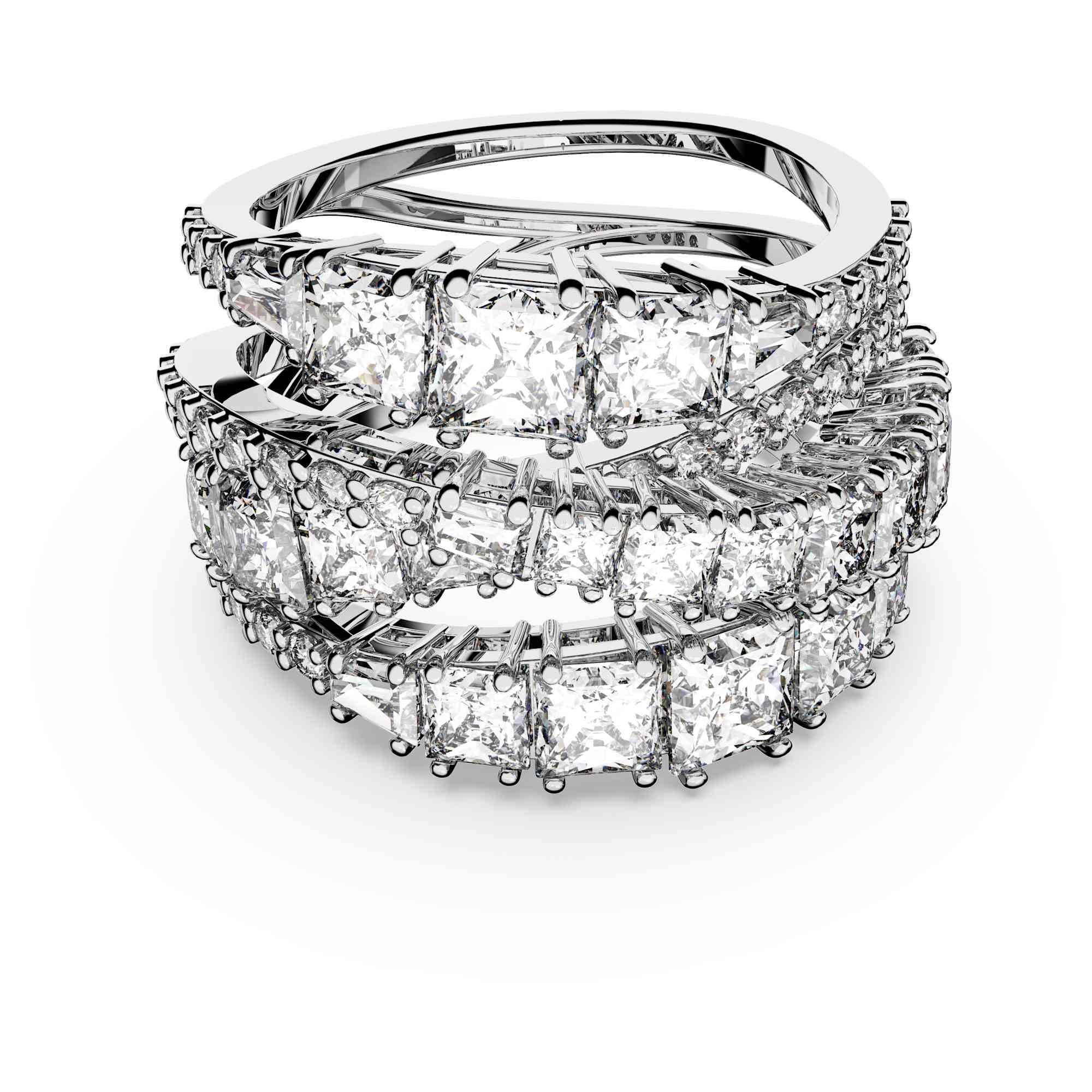 Swarovski Hyperbola bague, tailles mixtes, blanc, plaqué rhodium