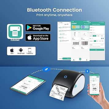 Bluetooth Shipping Label Printer, DB403 Thermal Printer, Postage 4x6 Label Printer for Address Small Business, Label Barcode Machine Compatible with Royal Mail, Esty, Shopify, DPD, Evri
