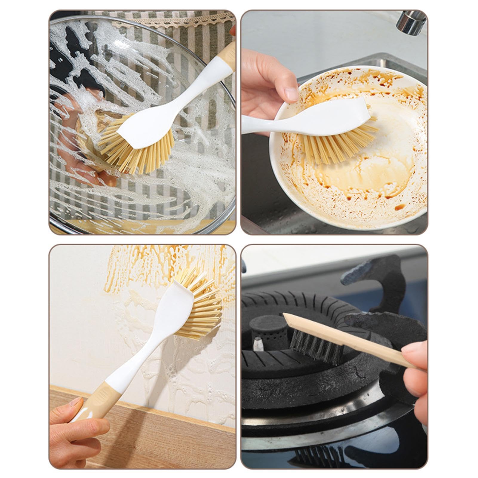 Mayaaran Set 2 Spazzole Lavapiatti Con Dispenser Di Sapone Integrato - Manico Lungo E Ricaricabile, Grigio