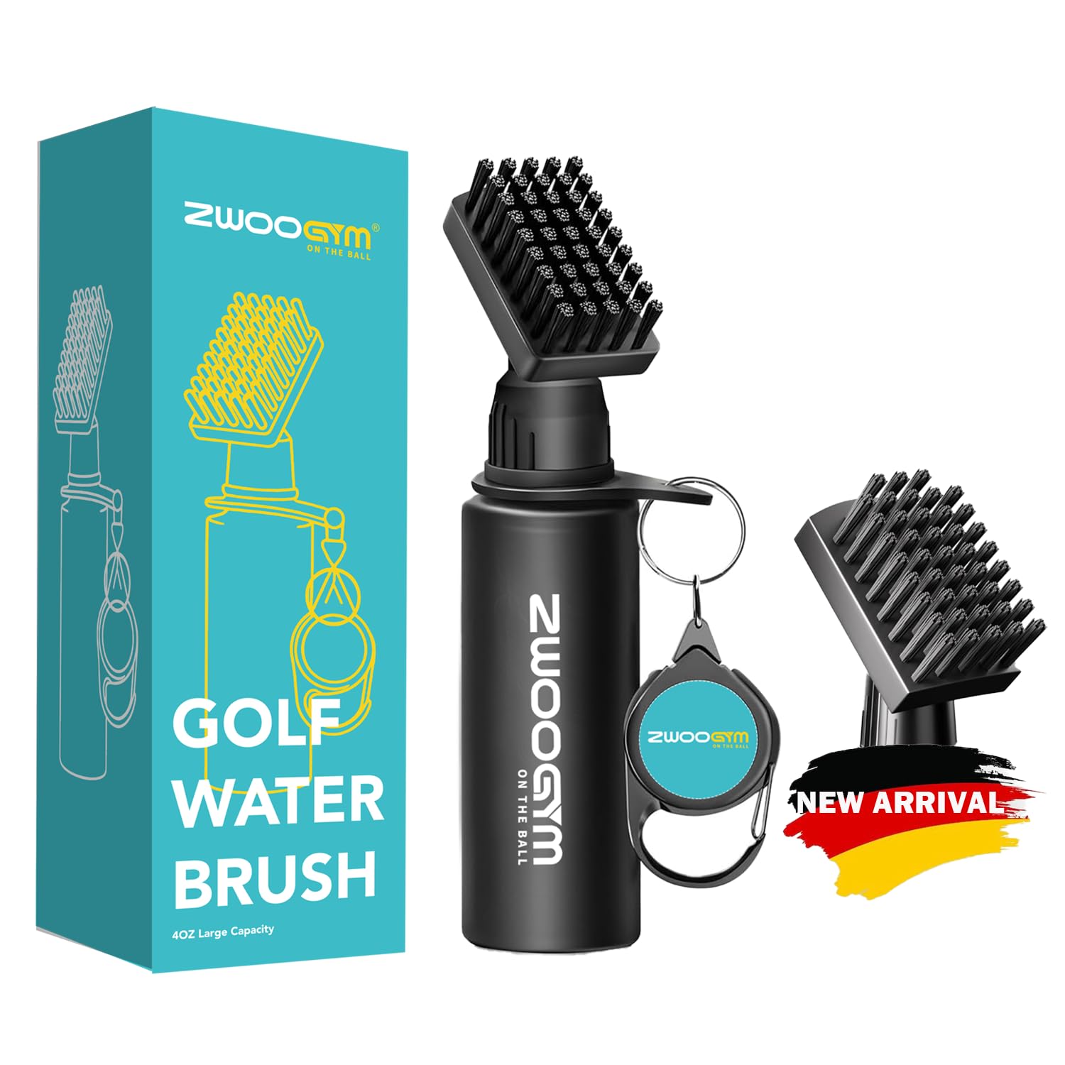 ZWOOGYM Pro Golfschläger-Reiniger-Set, Wasserbürste mit Halterungsclip und 118 ml Flasche, Golfrillenschärfer, geeignet für U- und V-Nuten