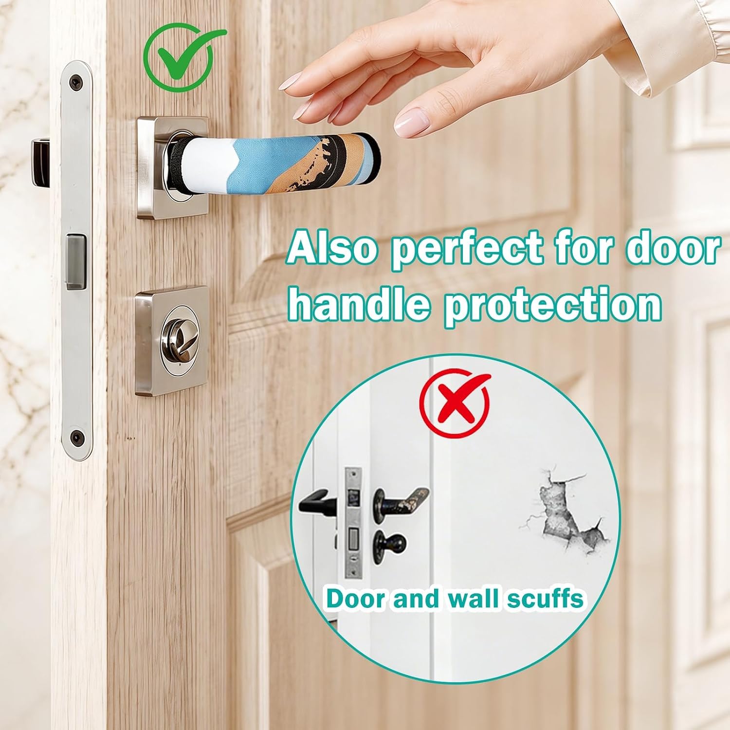 HEYSKAY 3pcs Neoprene Luggage Handle Wrap for Suitcase Identifier Travel Bag Wraps Luggage ID Tags Door Handle Protection Sleeve Cover (Waves Print)