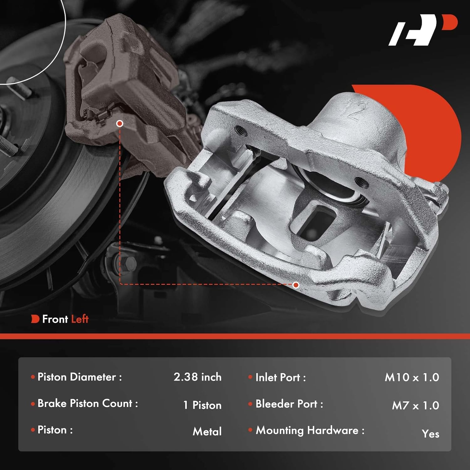 A-Premium Disc Brake Caliper Assembly with Bracket Compatible with Select Toyota Models - Tacoma 2005 2006 2007 2008 2009 2010 2011 2012 2013 2014 2015, L4 2.7L, V6 4.0L - Front Left Driver Side