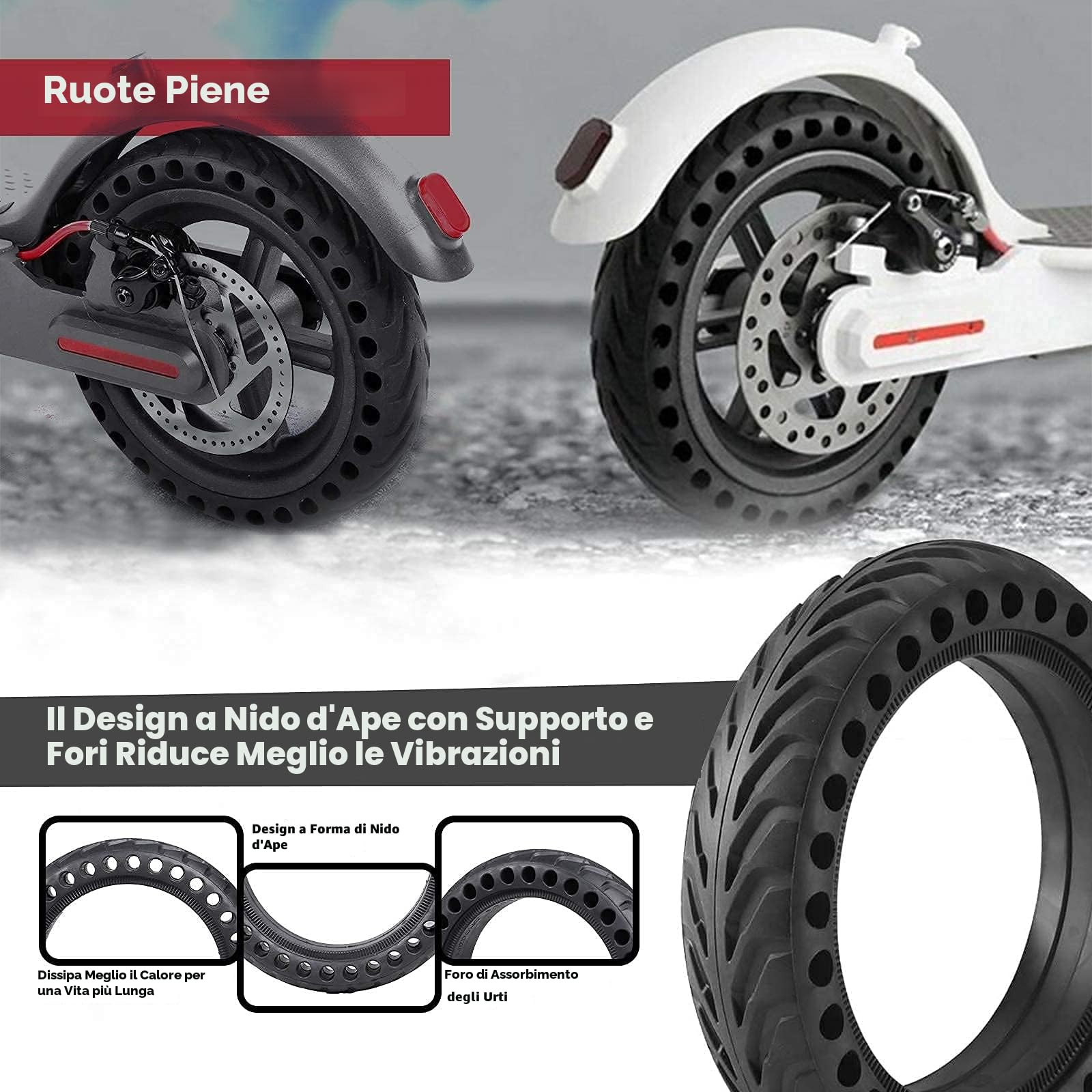 ANSENI® Pneumatico per Monopattino Elettrico, Antiforatura 8 1/2,per Xiaomi M365/Mi PRO 2/ 1S, Cecotec, e Tutti Gli Scooter da 8,5 Pollici