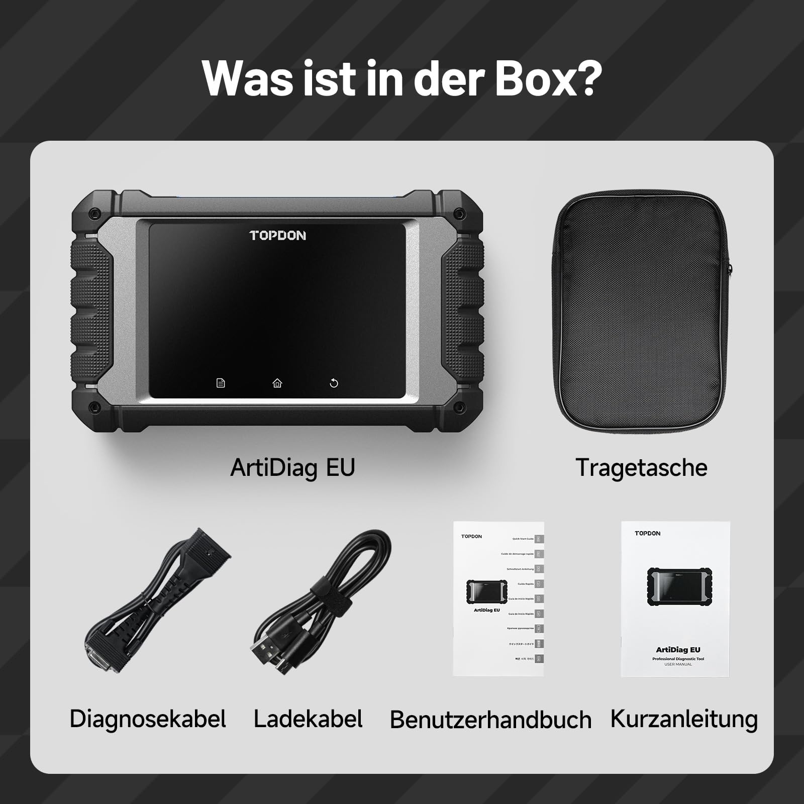 TOPDON ArtiDiag EU Auto OBD2 Diagnosegerät für BMW/Benz/V.A.G, Vollsystem Diagnose, Bidirektionale Steuerung/Aktiver Test, ECU Online Codierung, Lebenslange Kostenlose Updates