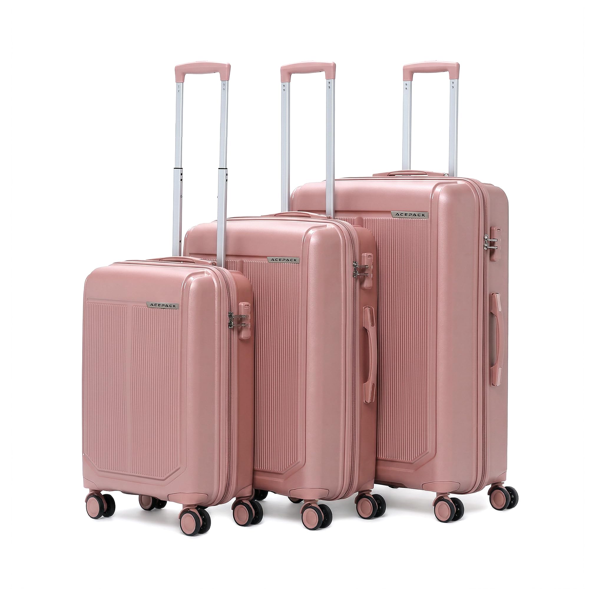 Megatron Family Set of 3 Pcs Lightweight Luggage – Unbreakable Polypropylene, Smooth Glide 8 Wheels, Built-in Number Lock, 3-Yearss Warranty (Set of 3, Rose Gold)-image-41