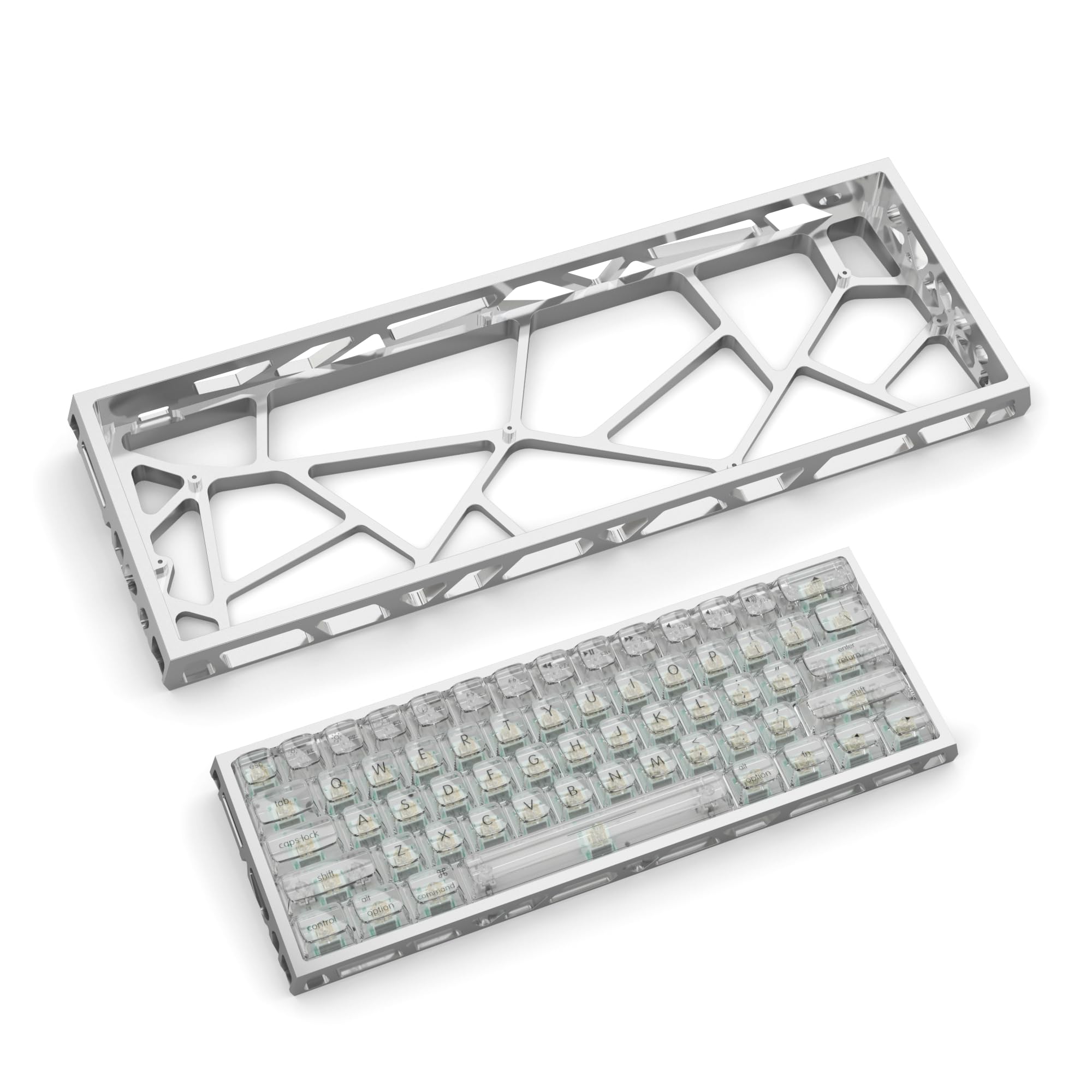 kutethy KY60 Hollow Out Aluminum Keyboard Case,60% Mechanical Keyboard Shell Custom Keyboard Barebones Compatible with Wooting60 Mad60 Win60 GH60 60HE (Silver)