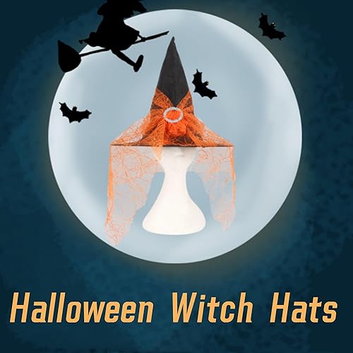 Miniatura 2 de Sombreros de bruja para mujer, sombreros de bruja negros de Halloween, disfraz de Halloween y decoración de sombrero de cosplay, regalos de fiesta