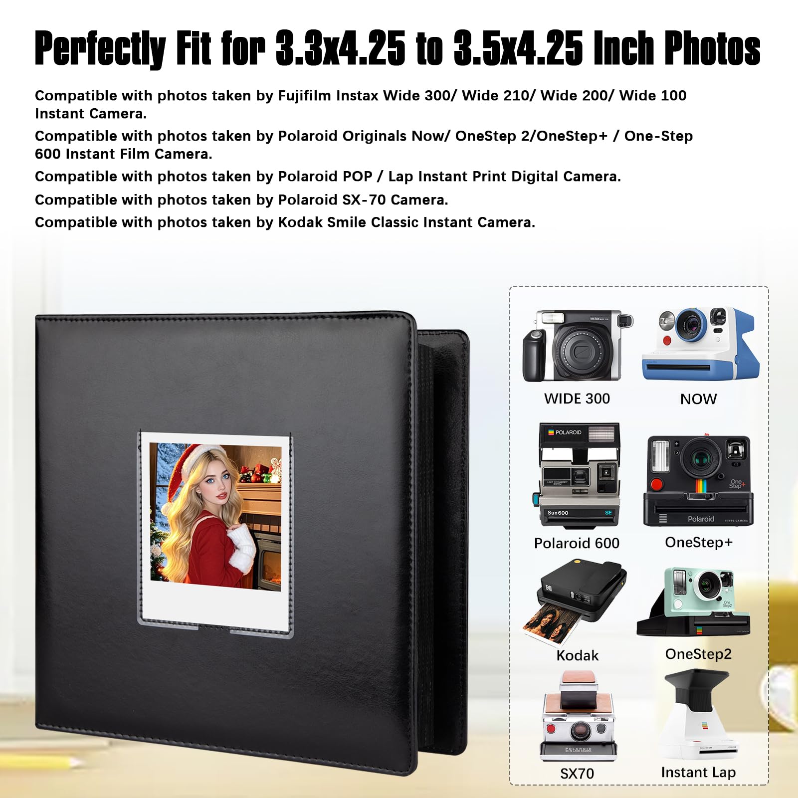 Fotoalbum met 192 vakken voor Fujifilm Instax Wide 300 Camera, Polaroid 600 i-Type Filmalbum, Extra Grote Fotoalbums voor Polaroid Now OneStep2 OneStep Instant Camera, POP Lab Printcamera (Paars