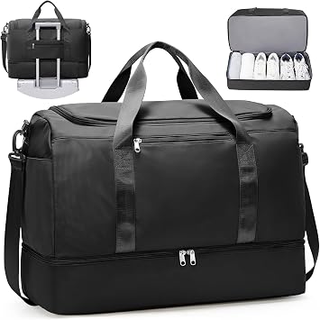 Travel Duffel Bag with Shoe Compartment, XL Weekender Bags for Women