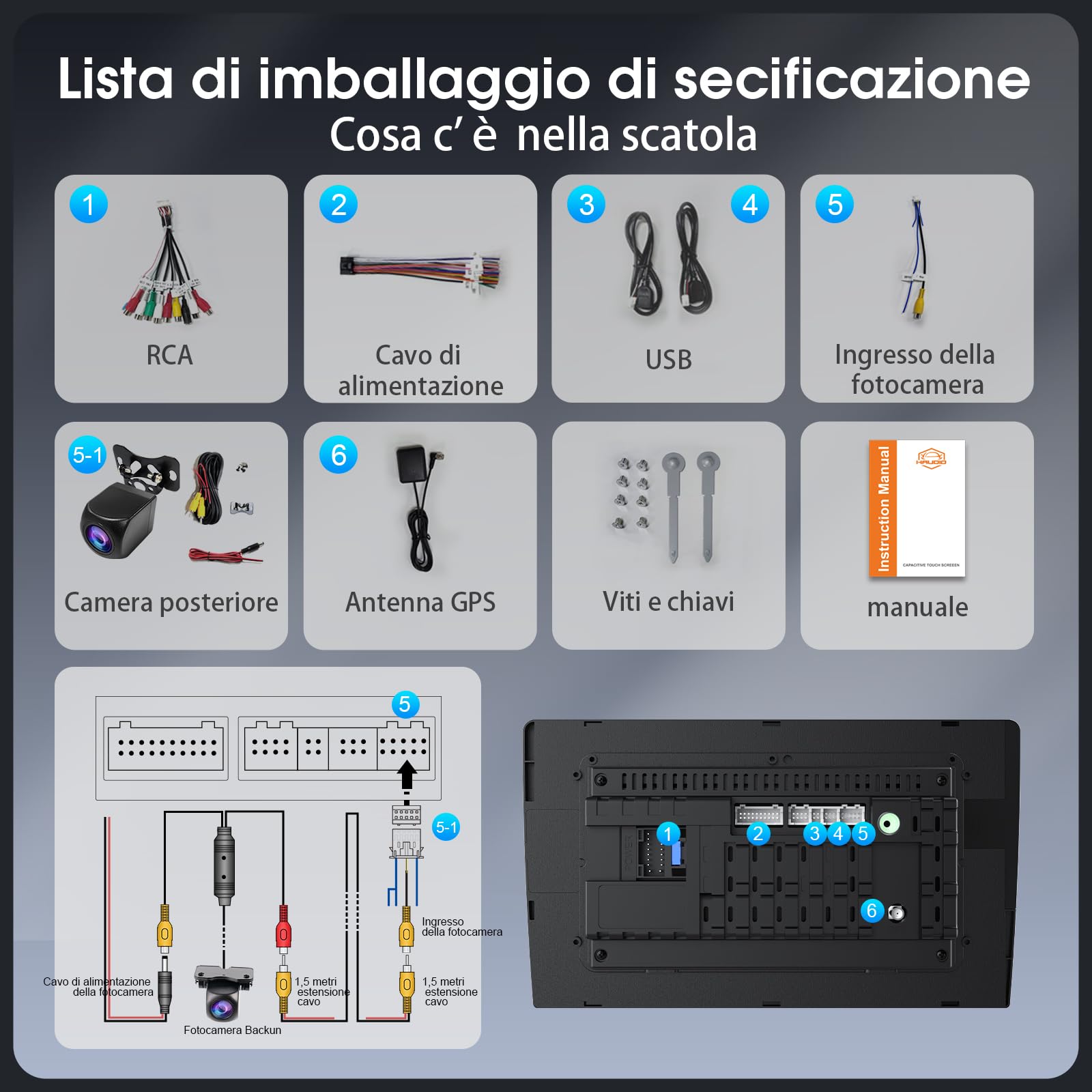 Haudio Autoradio 2 Din con Apple CarPlay e Android Auto, Schermo da 9 Pollici con Telecamera di Retromarcia HD, Navigazione Bluetooth,Controllo Vocale,Mirror Link, FM/AM/AUX per Tutti i Veicoli 2+64GB