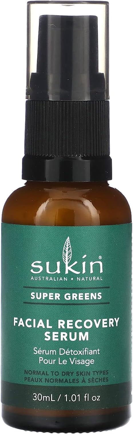 Super Greens Facial Recovery Serum 30ml- with Acai & Goji Berry; cruelty free & vegan friendly - has a light consistency for speedy absorption & infused detoxifying ingredients.
