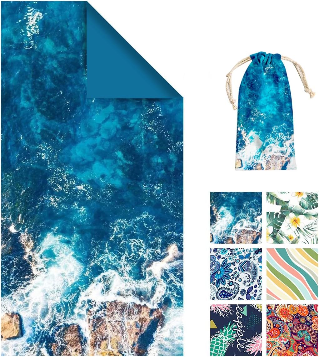 Miss Rui Microfiber Quick Dry Beach Towel, Extra Large 180x80cm Double