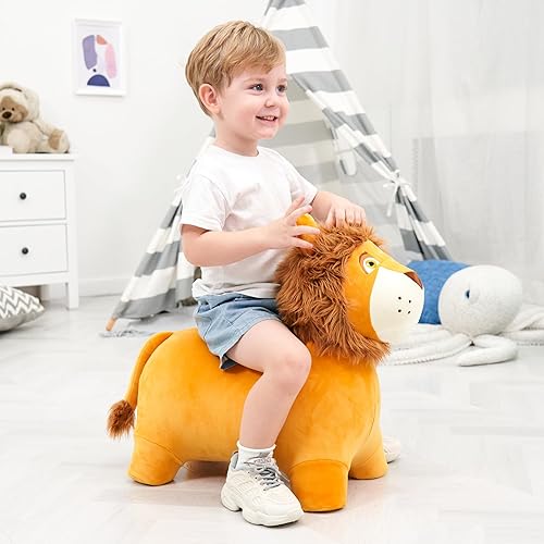 Vista 17 de EVERICH TOY Caballos hinchables de unicornio inflable de peluche para saltar animales de tolva rebotadora para niños pequeños, animales inflables