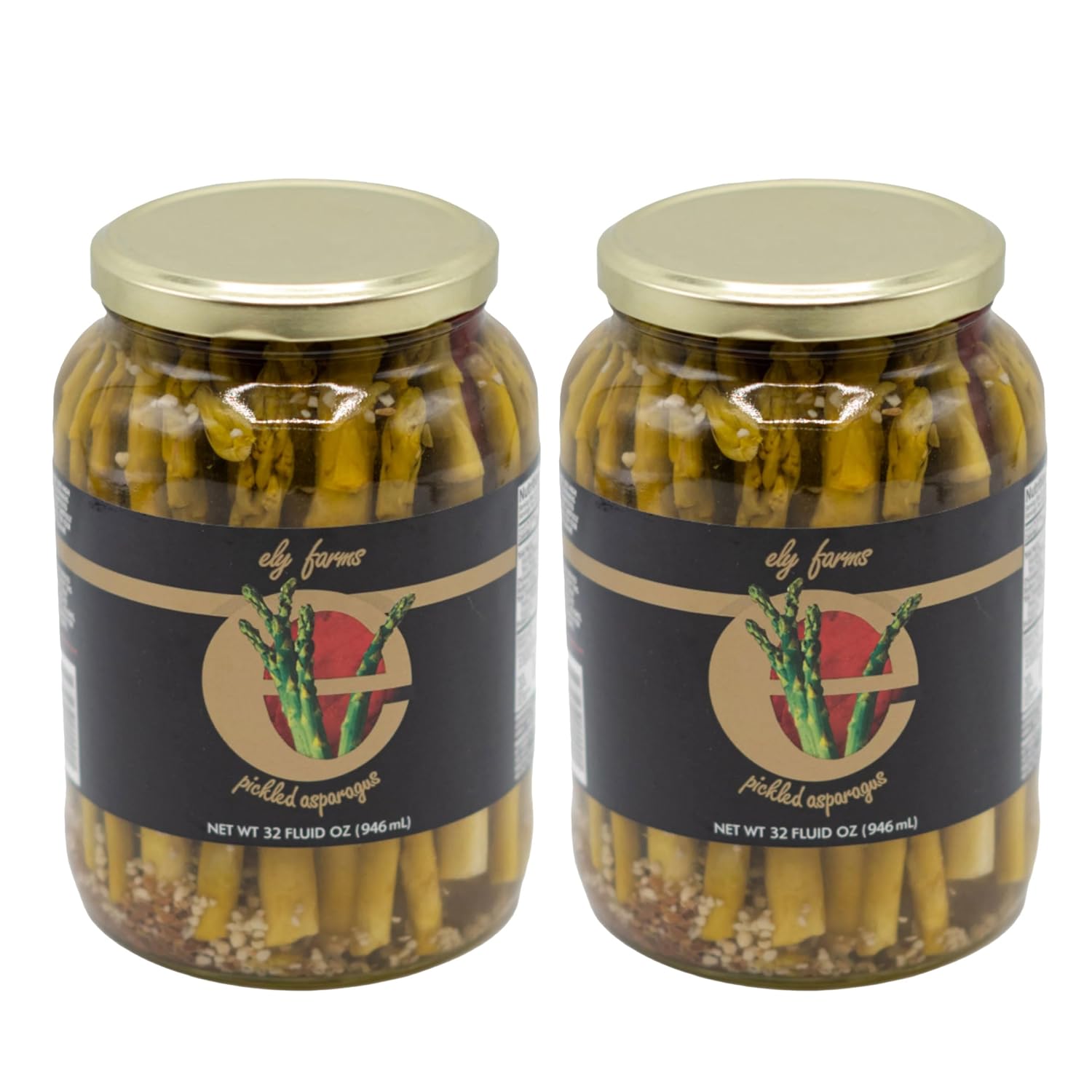 Ely Farms | Pickled Asparagus | Gourmet Crunchy Spears | Family Recipe | Zesty Dill and Garlic Flavor | Delicious Appetizer or Bloody Mary Garnish | Made in Nebraska USA | 32 oz Jar | 2-Pack