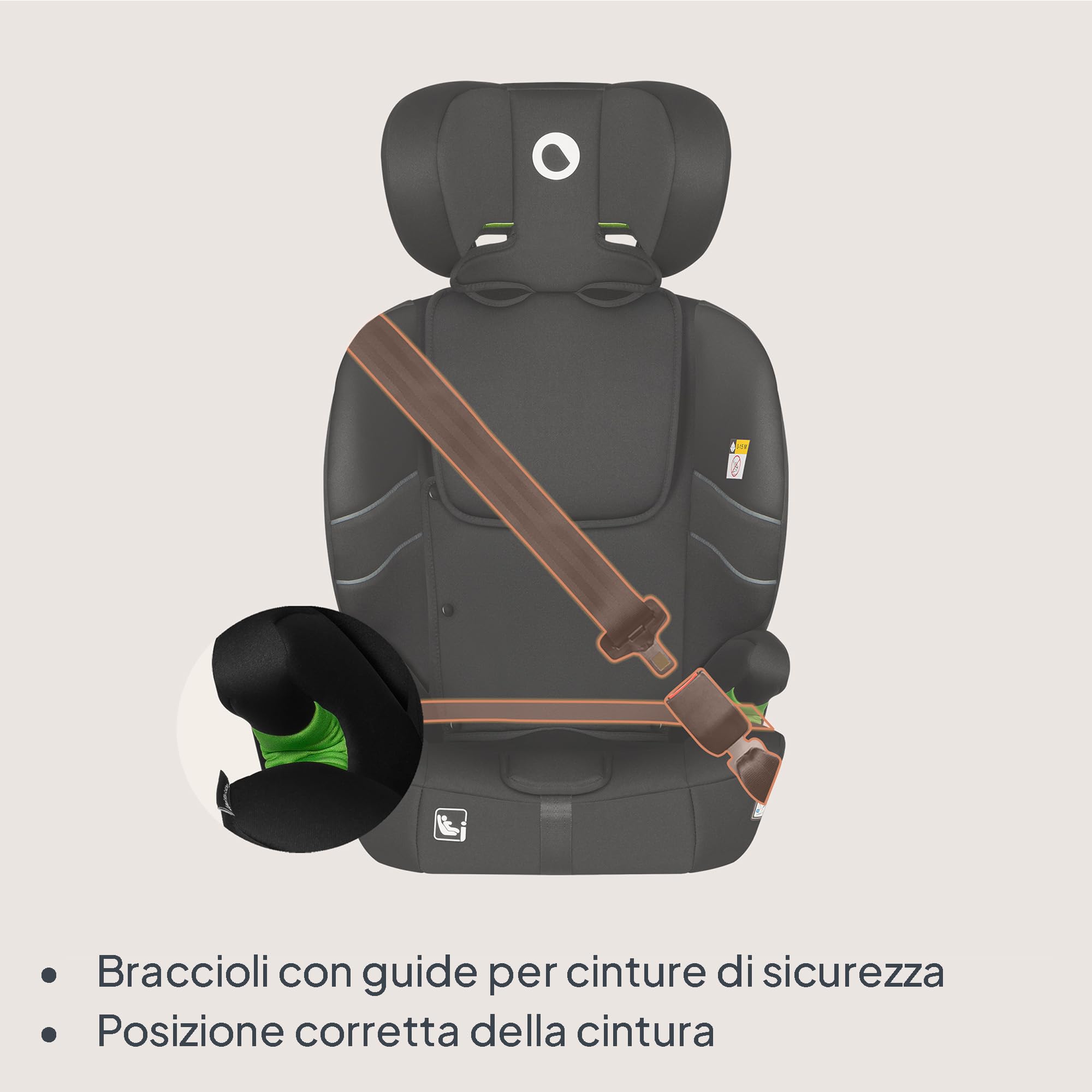 LIONELO Seggiolino auto LEVI FIX I-SIZE con ISOFIX per bambini 76-150 cm fino a 36kg Gruppo 1/2/3 Protezione laterale 10 Livelli di regolazione del poggiatesta, Top Tether, Ampio e comodo (Nero)