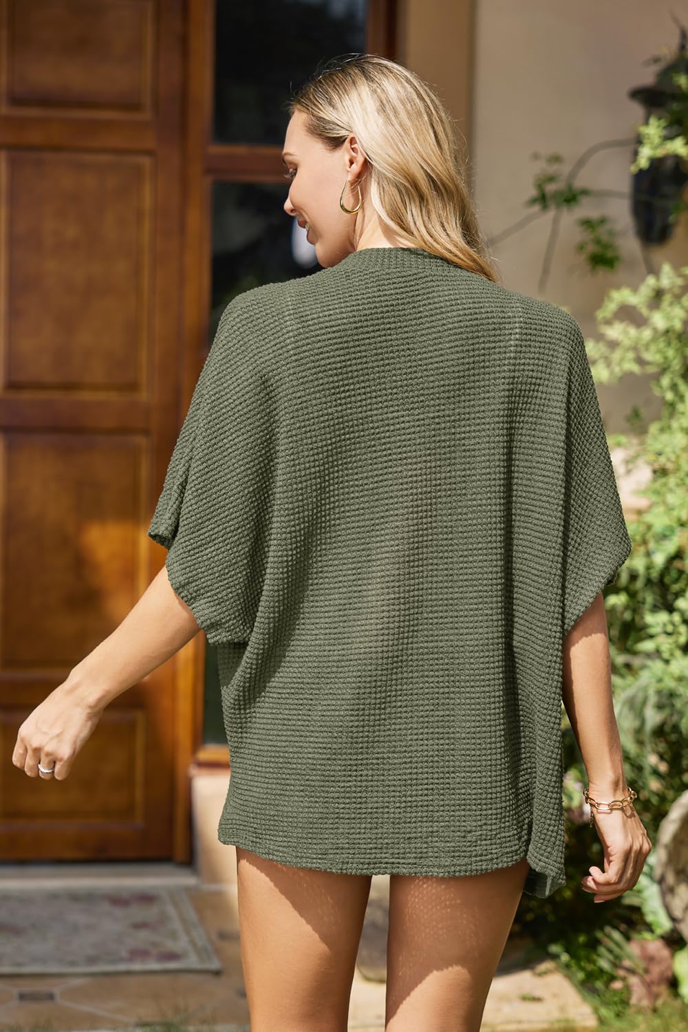 STYLEWORD Cardigan Femme léger à Manches Courtes Cardigan d'été Plage Cover Up Kimono Casual Manteau en Tricot