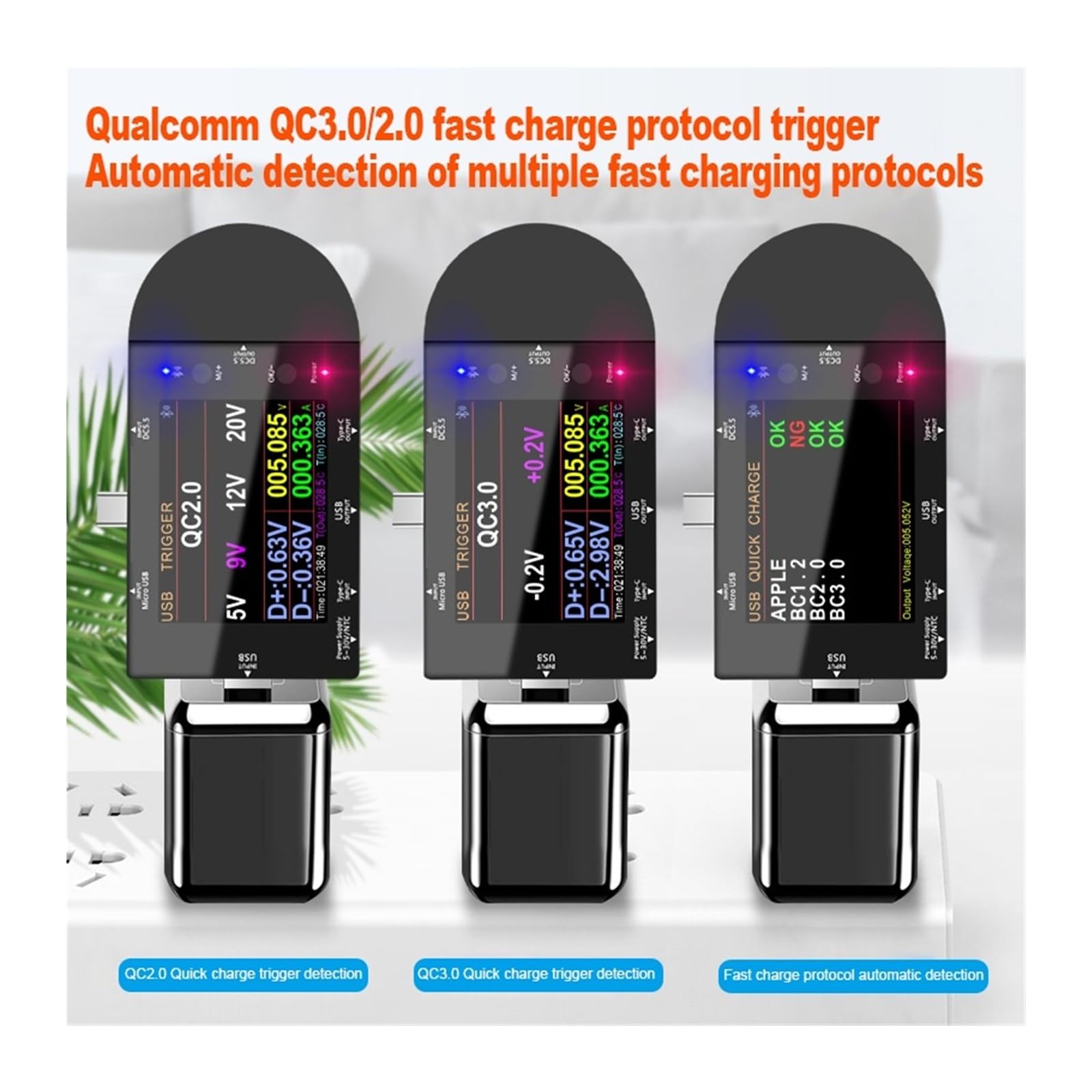 2.4 calowy Tester USB DC5.5 Type-C woltomierz cyfrowy amperomierz Power Bank detektor napięcia dla ładowarek kabel Power Bank Szeroka kompatybilność(UD24 add 18pcs)