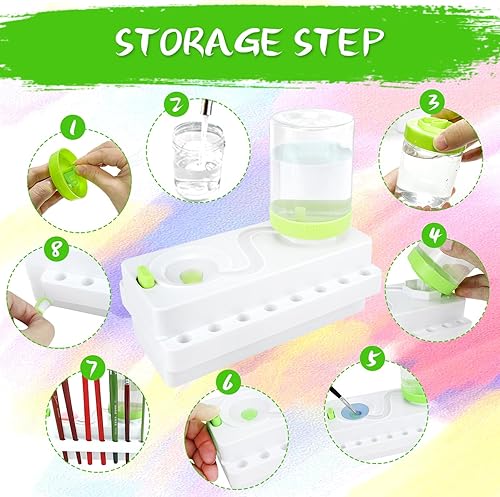 Miniatura 3 de Limpiador de pinceles de pintura - 2023 nuevo soporte para brochas de pintura con drenaje para acrílico, acuarela y pinturas a base de agua,