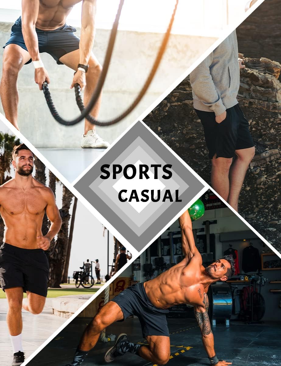 Men's Workout Athletic Running Shorts Lightweight Gym Bodybuilding Training Short Pants with Zipper Pockets