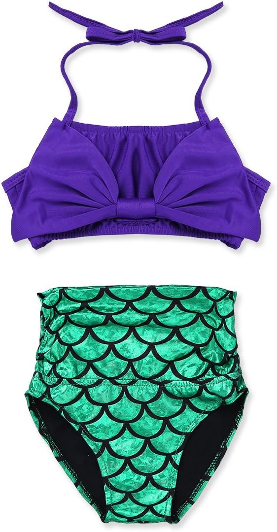iEFiEL Girls Princess Mermaid Swimsuit Swimwear Bow-Knot Bikini Set Swimming Costume for Kids